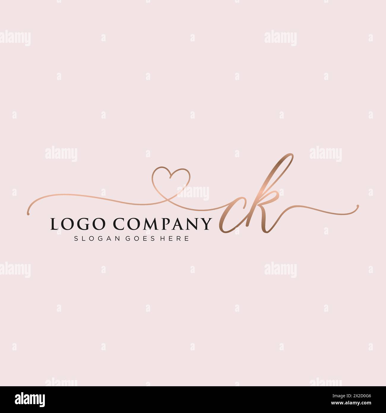 CK beauty monogram and elegant logo design Stock Vector