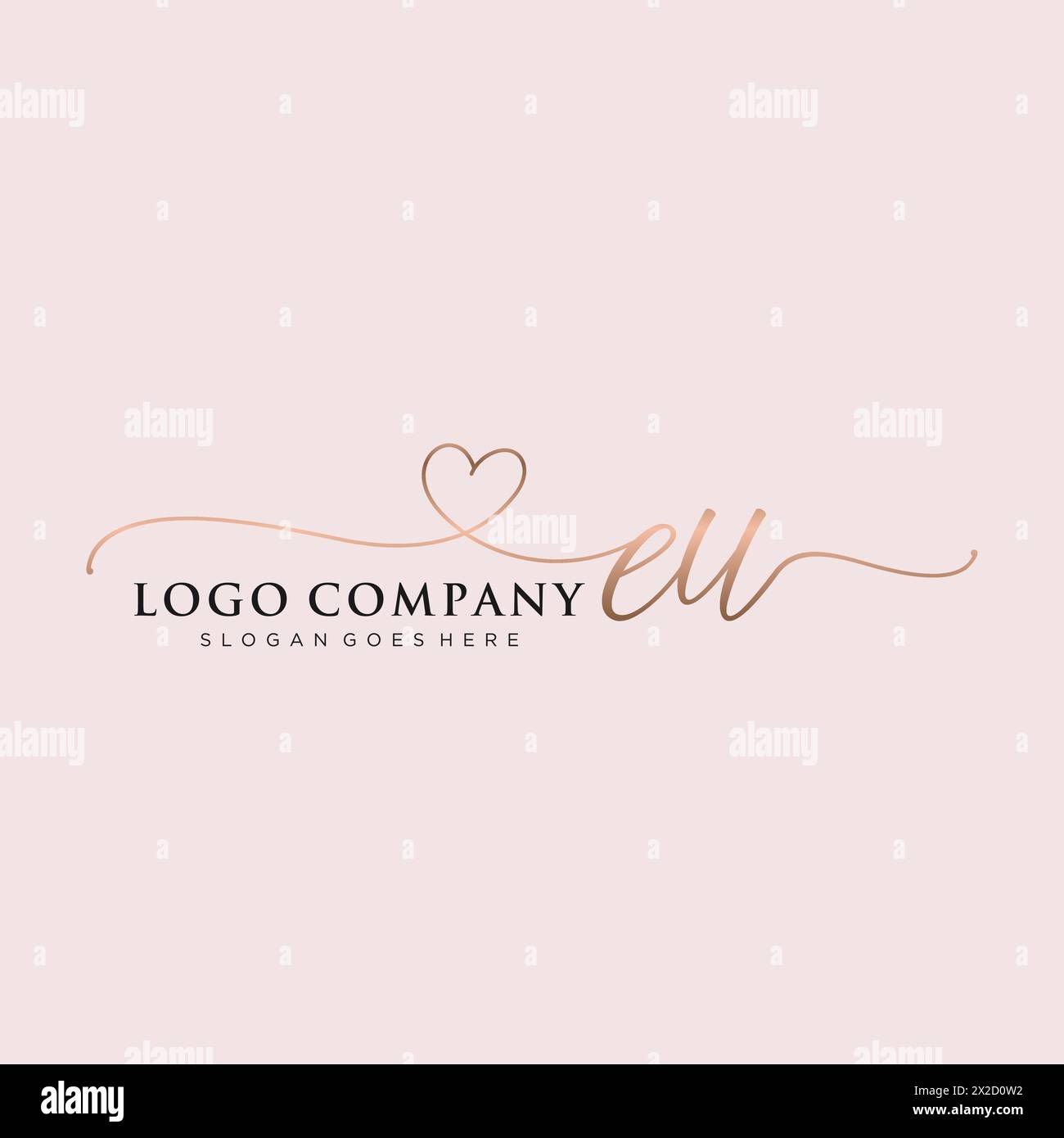 EU beauty monogram and elegant logo design Stock Vector