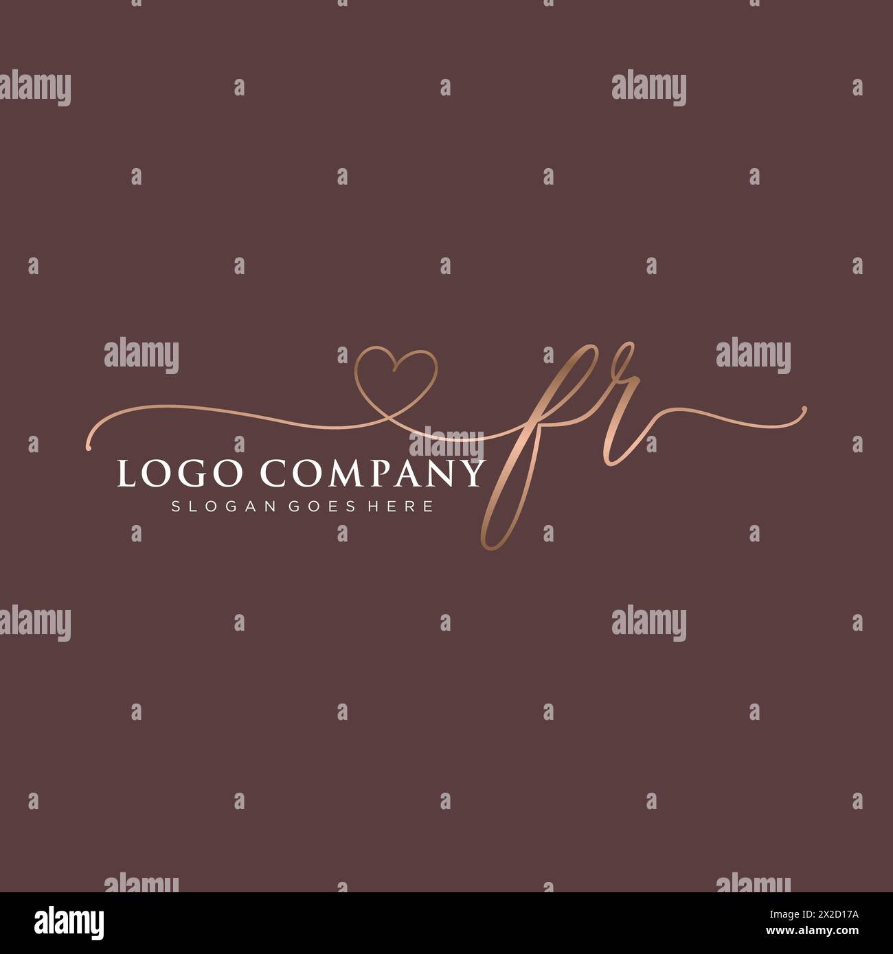 FR beauty monogram and elegant logo design Stock Vector
