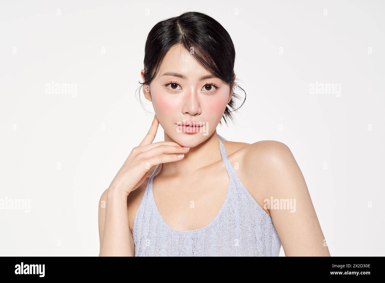 Asian woman posing with summer cool tone makeup Stock Photo