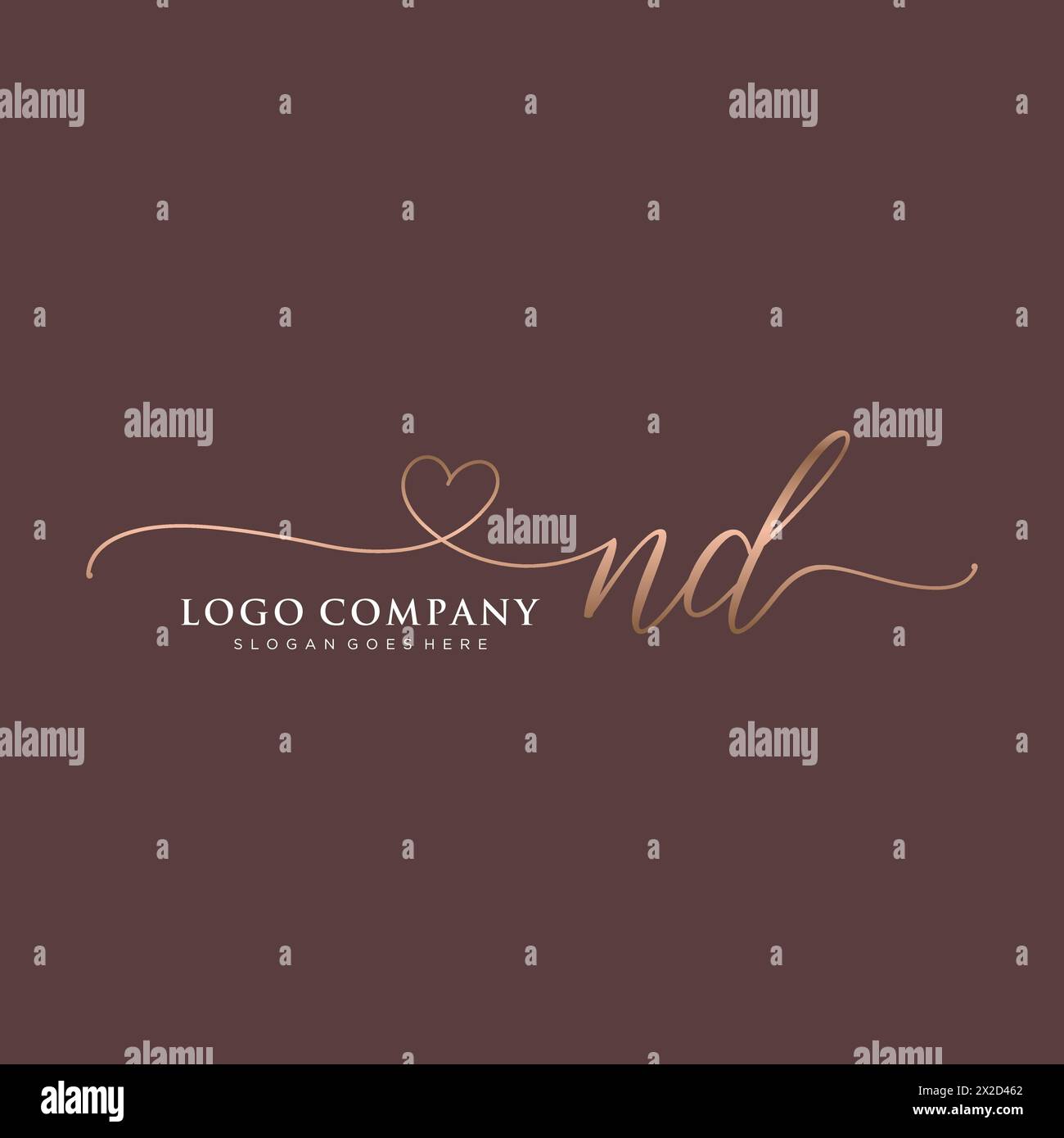 ND beauty monogram and elegant logo design Stock Vector