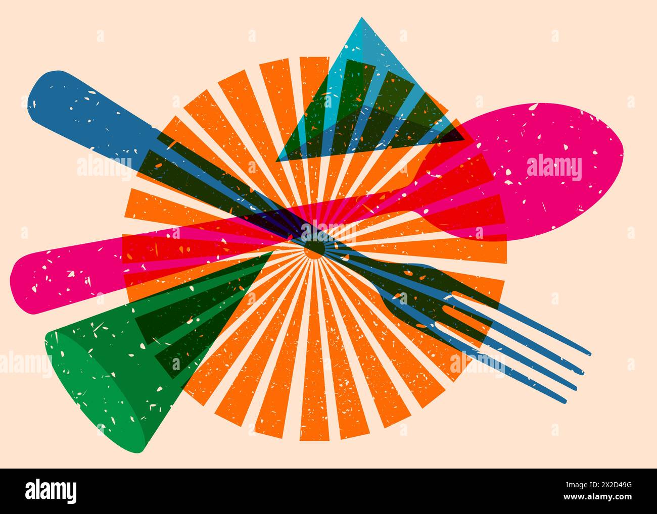 Risograph spoon fork geometric shapes hi-res stock photography and ...