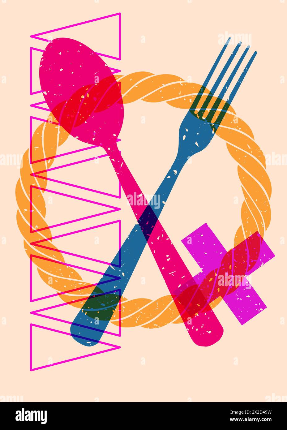 Risograph spoon fork geometric shapes hi-res stock photography and ...