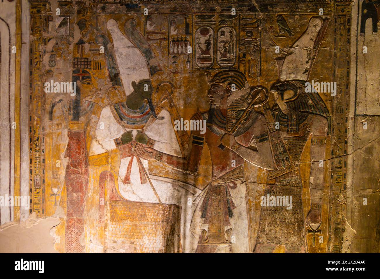 Luxor, Egypt - November 25 2023: Interior view of the famous Seti the first tomb that is decorated with gods figures and hieroglyphs  in the valley of Stock Photo