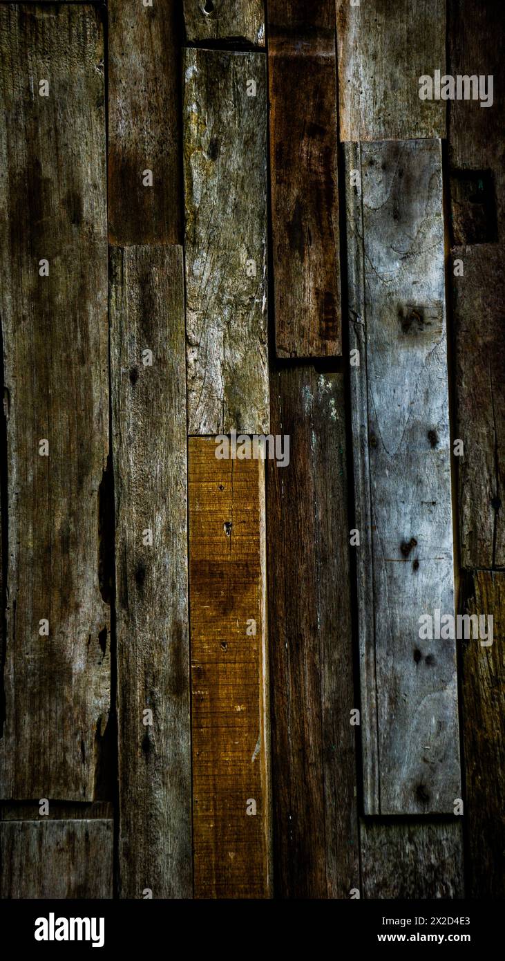 The rotten wood is neatly arranged. Suitable for background or template Stock Photo