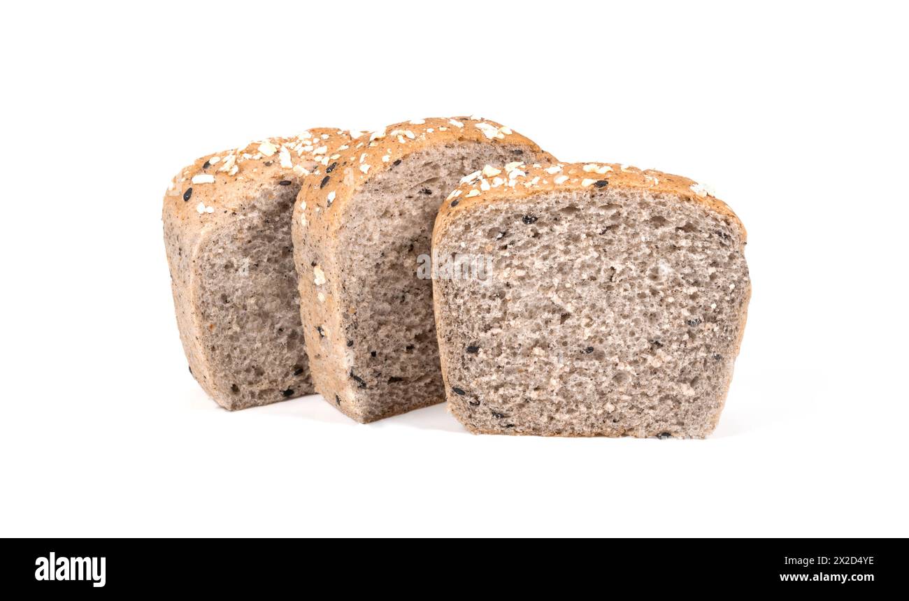 whole wheat breads sliced isolated on a white background Stock Photo ...