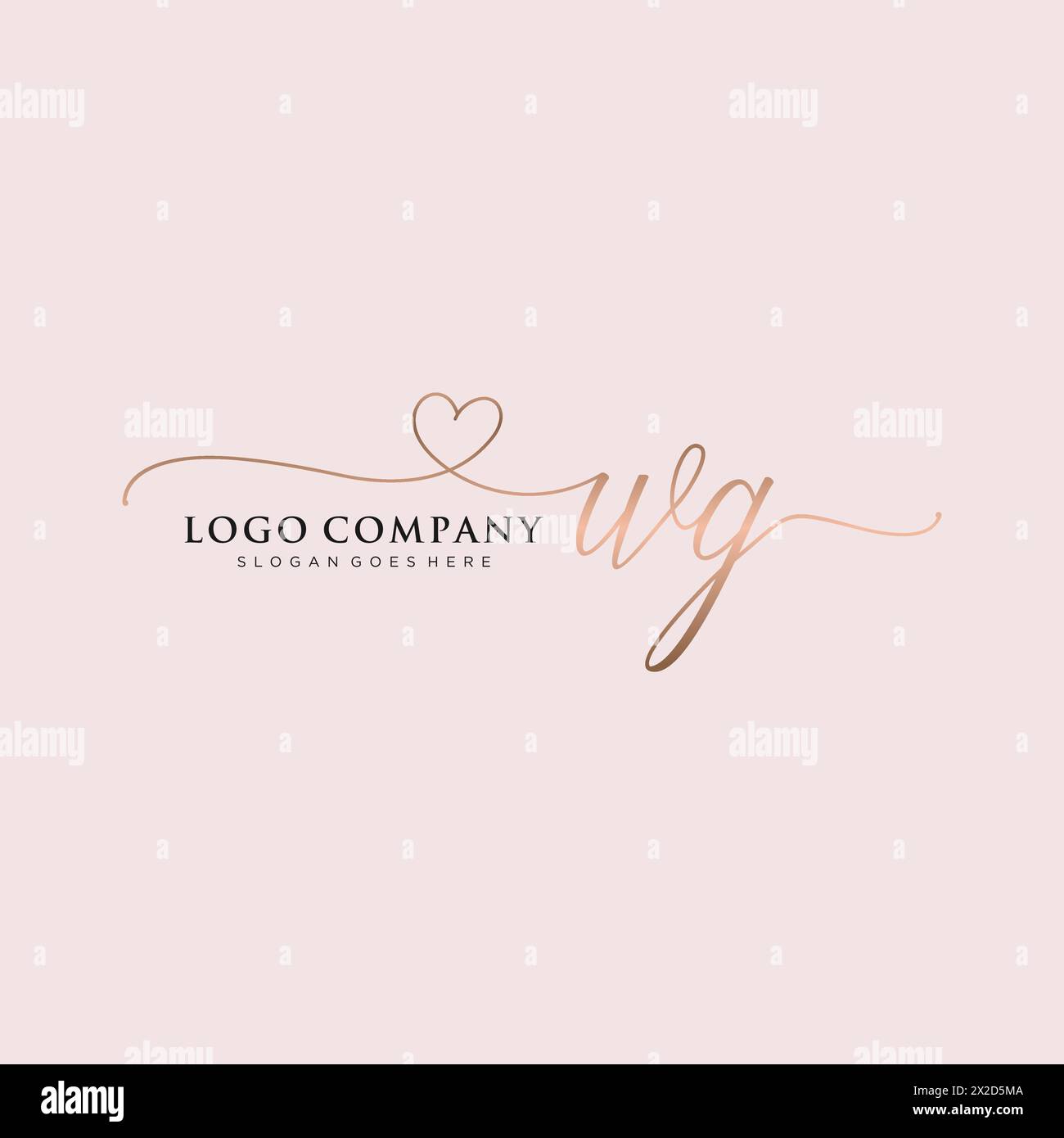 WG beauty monogram and elegant logo design Stock Vector