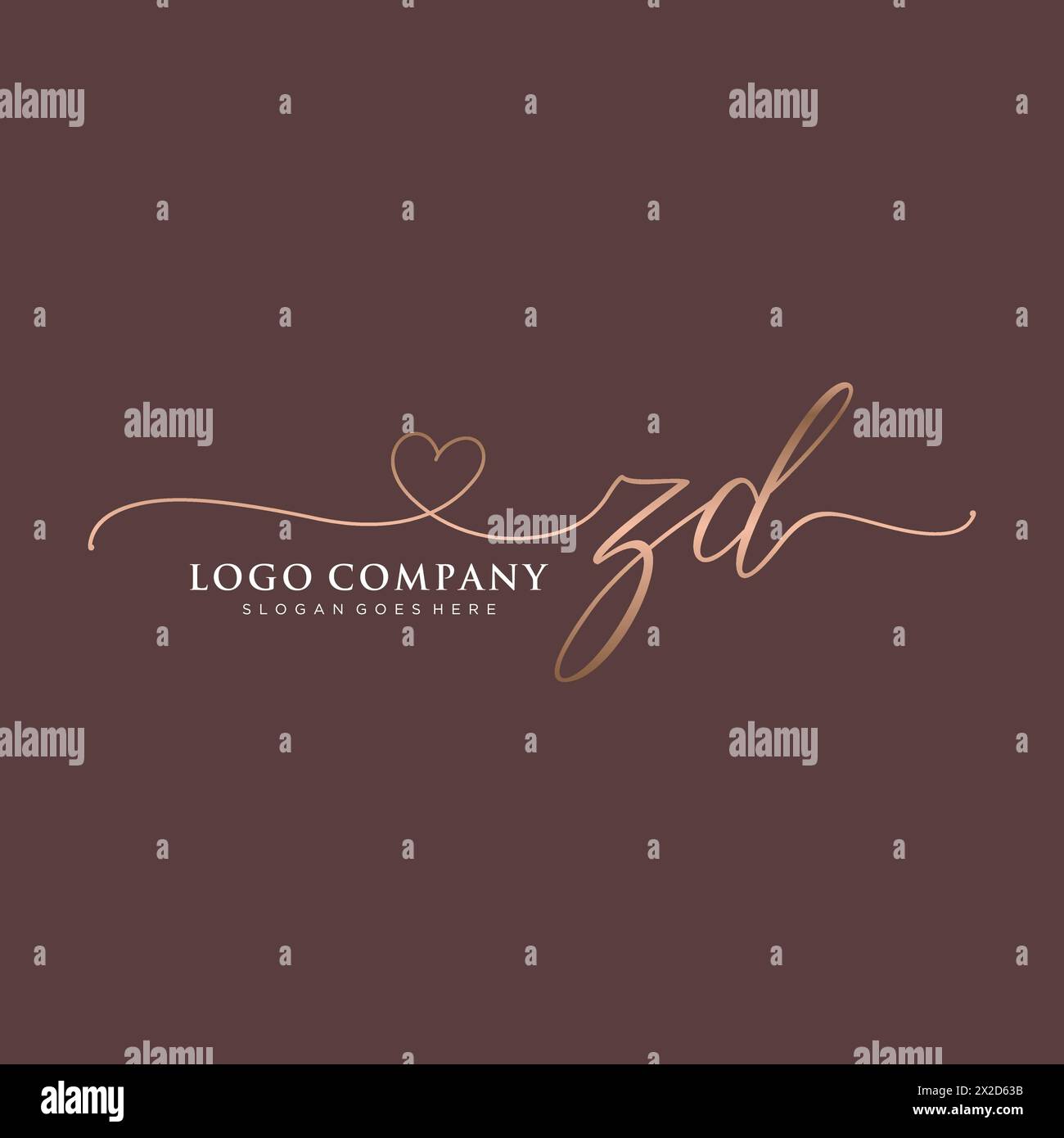 ZD beauty monogram and elegant logo design Stock Vector