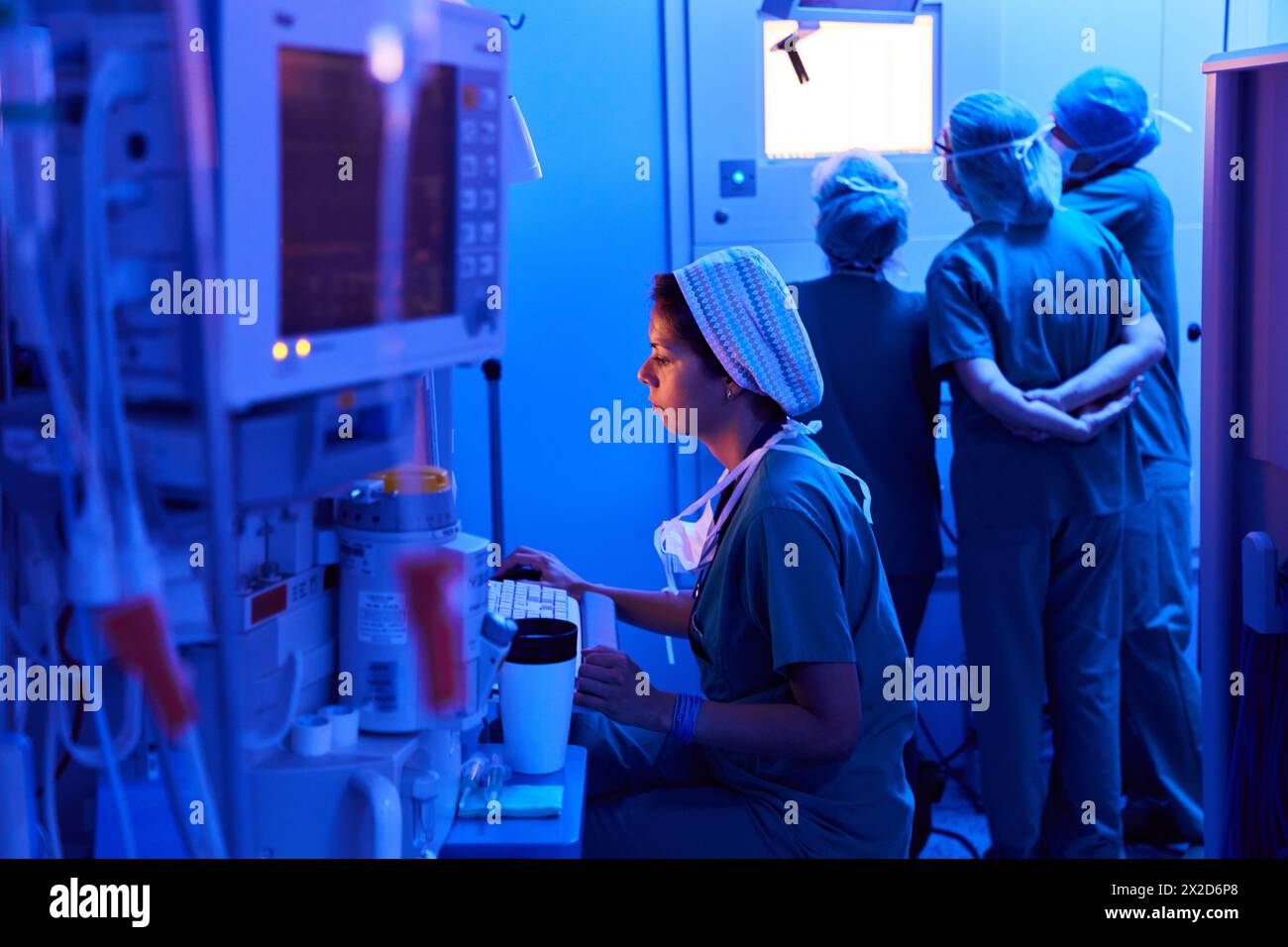 Anesthetist, Urology, Surgery, Operating room, Onkologikoa Hospital, Oncology Institute, Case Center for prevention, diagnosis and treatment of cancer Stock Photo