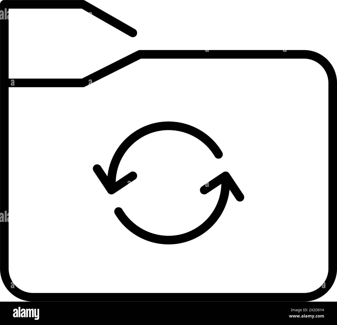 File folder and renew arrows. Seamless data synchronization and refresh, continuous auto save and cloud storage icon Stock Vector