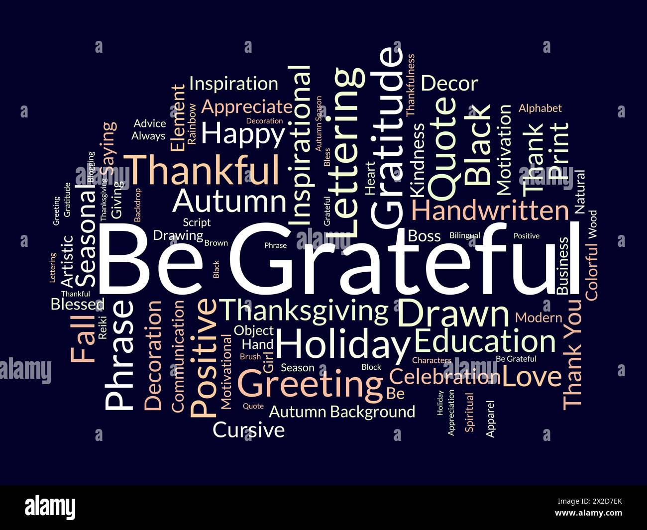 Be Grateful word cloud template. Gratitude concept vector background. Stock Vector