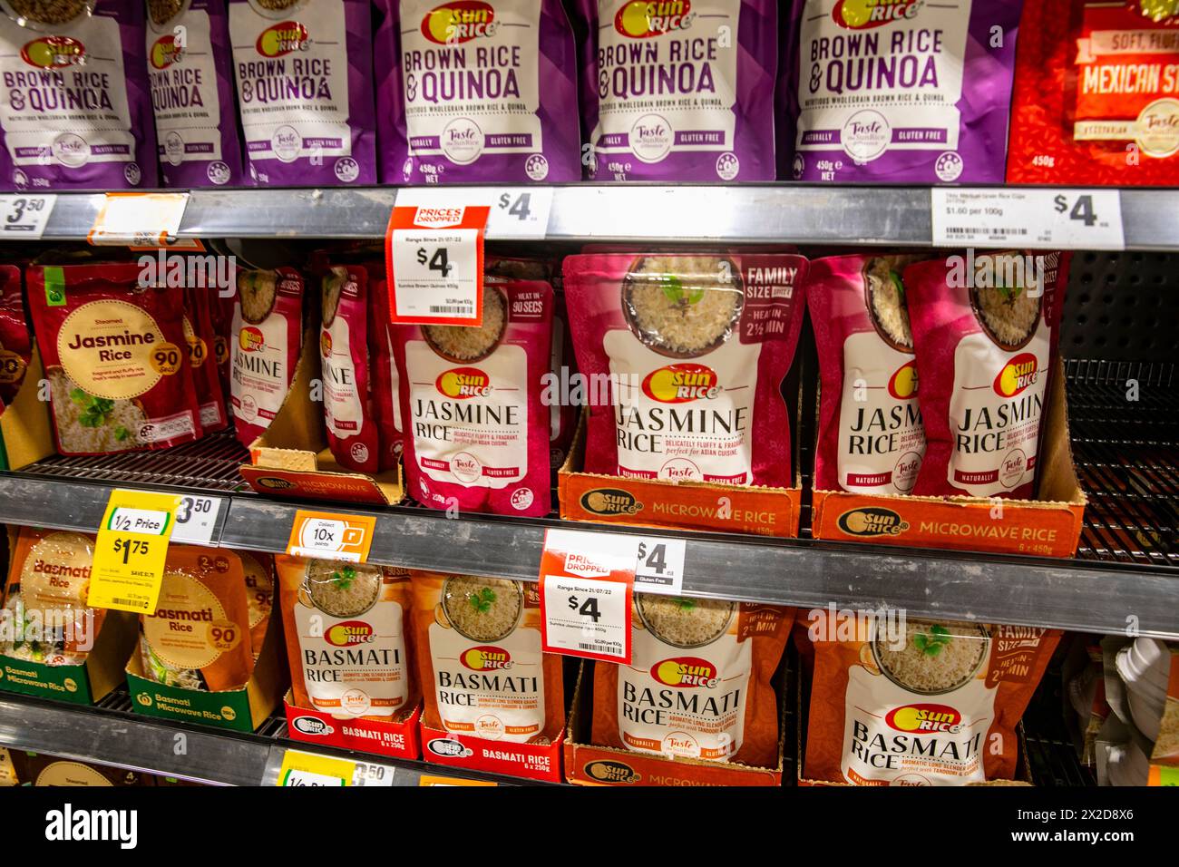 SunRice bags of jasmine, basmati and brown rice quinoa for sale in a ...