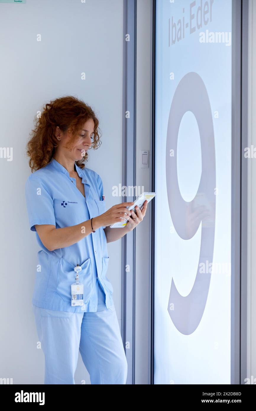 Nursing supervisor, Hall, Delivery room, Maternity ward, Hospital Donostia, San Sebastian, Gipuzkoa, Basque Country, Spain Stock Photo