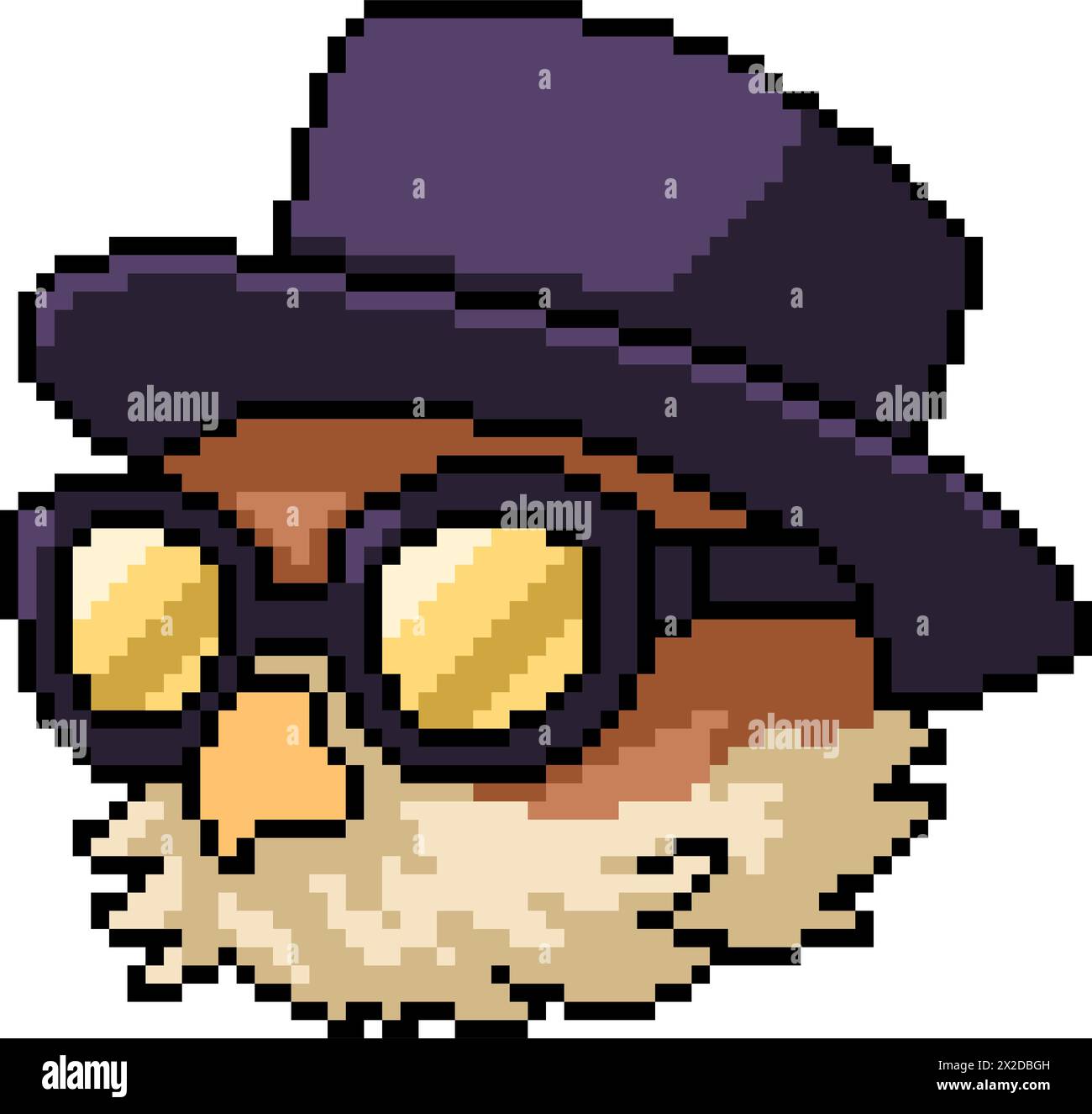 pixel art of owl sunglasses hat isolated background Stock Vector Image ...