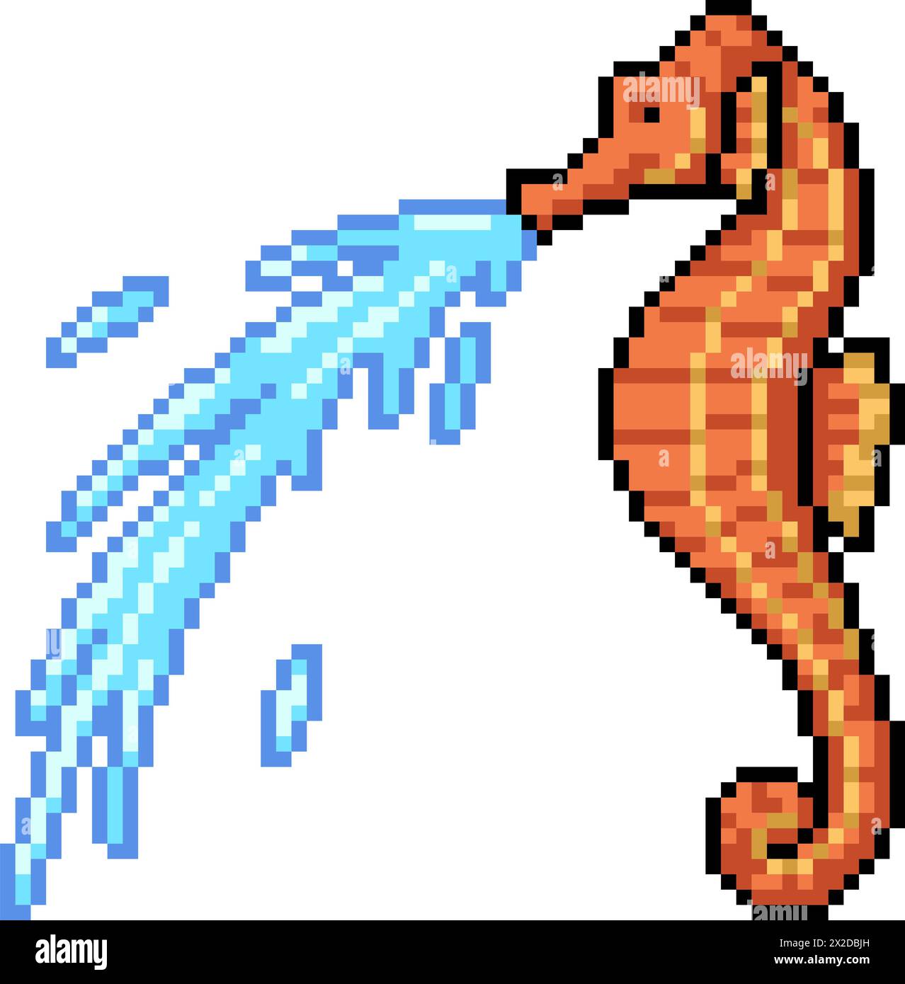 pixel art of seahorse water squirt isolated background Stock Vector ...