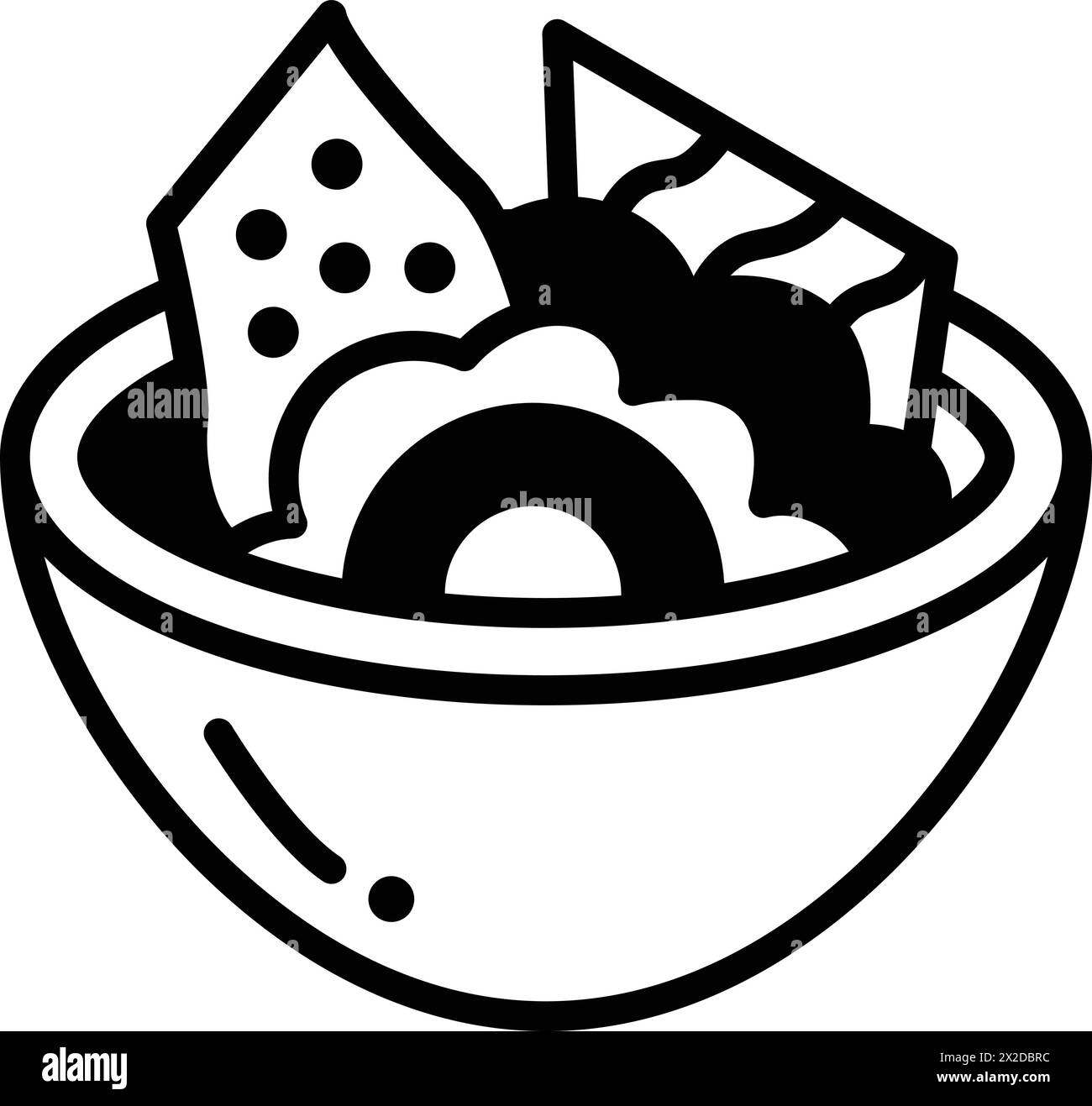 A bowl of food in Asian food concept. The bowl is filled with rice and has a lot of small dots Stock Vector