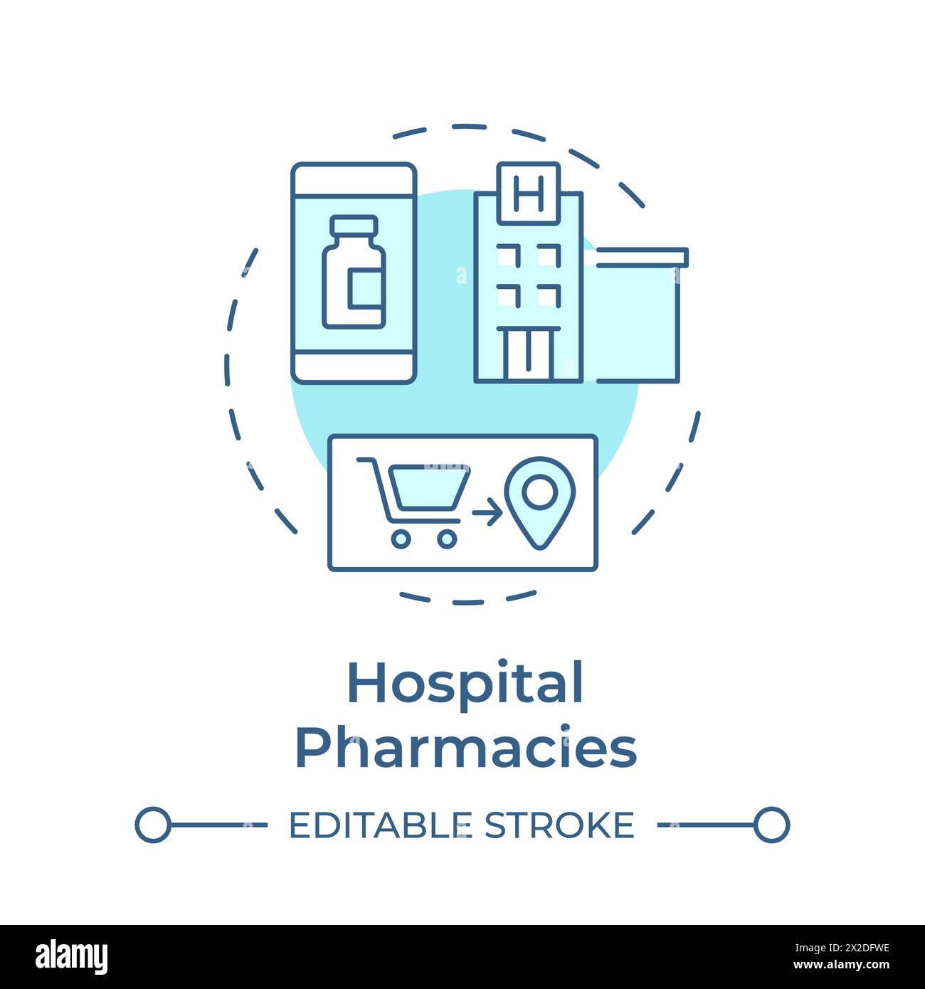 Hospital pharmacies soft blue concept icon Stock Vector