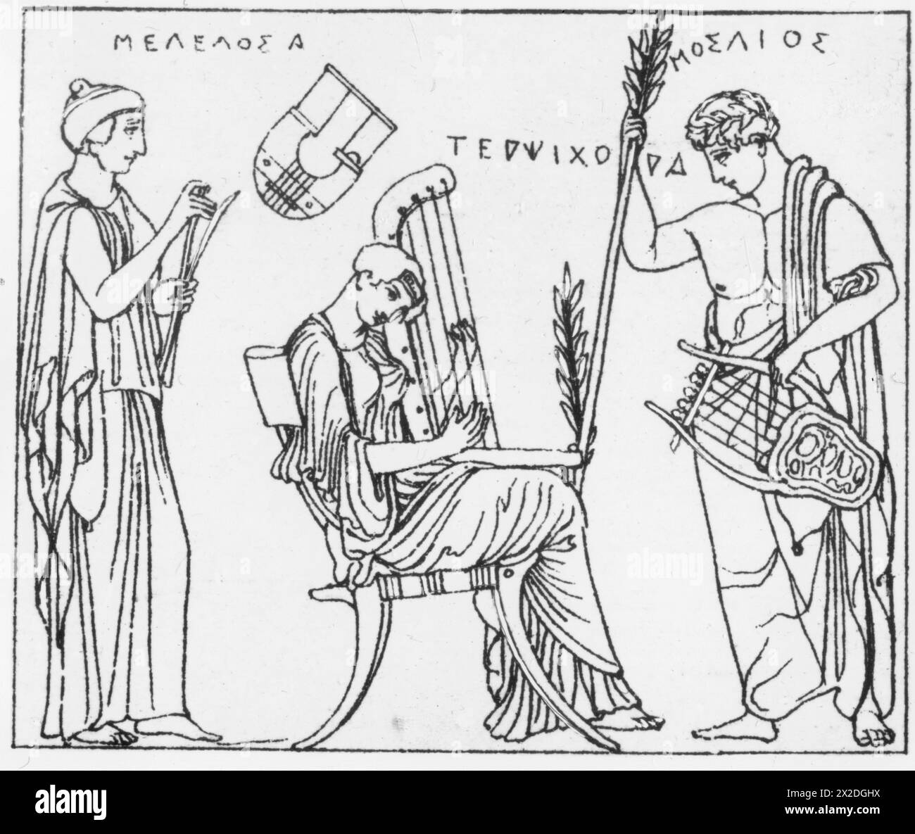 Musen, protectresses of the Arts in the Greek mythology, Terpsichore (centre), ADDITIONAL-RIGHTS-CLEARANCE-INFO-NOT-AVAILABLE Stock Photo
