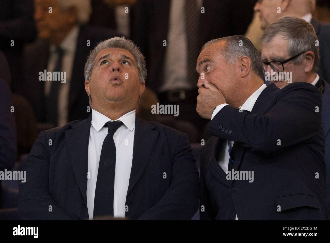 Madrid, Spain. 21st Apr, 2024. President of Barcelona Joan Laporta seen during the La liga 2023/24 match between Real Madrid and FC Barcelona at Santiago Bernabeu Stadium. Final score; Real Madrid 3:2 FC Barcelona Credit: SOPA Images Limited/Alamy Live News Stock Photo