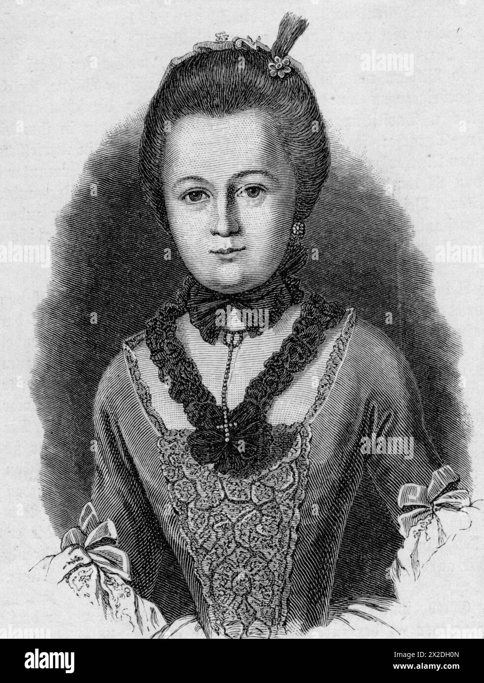 Schoenkopf, Anna Katharina, 22.8.1746 - 20.5.1810, Saxon landlord's daughter, wood engraving, ADDITIONAL-RIGHTS-CLEARANCE-INFO-NOT-AVAILABLE Stock Photo