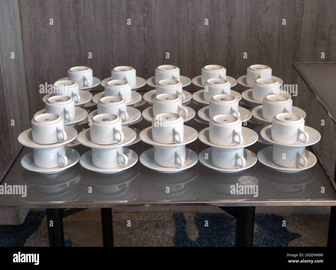 Table Saucce cup and saucer on the table Stock Photo - Alamy