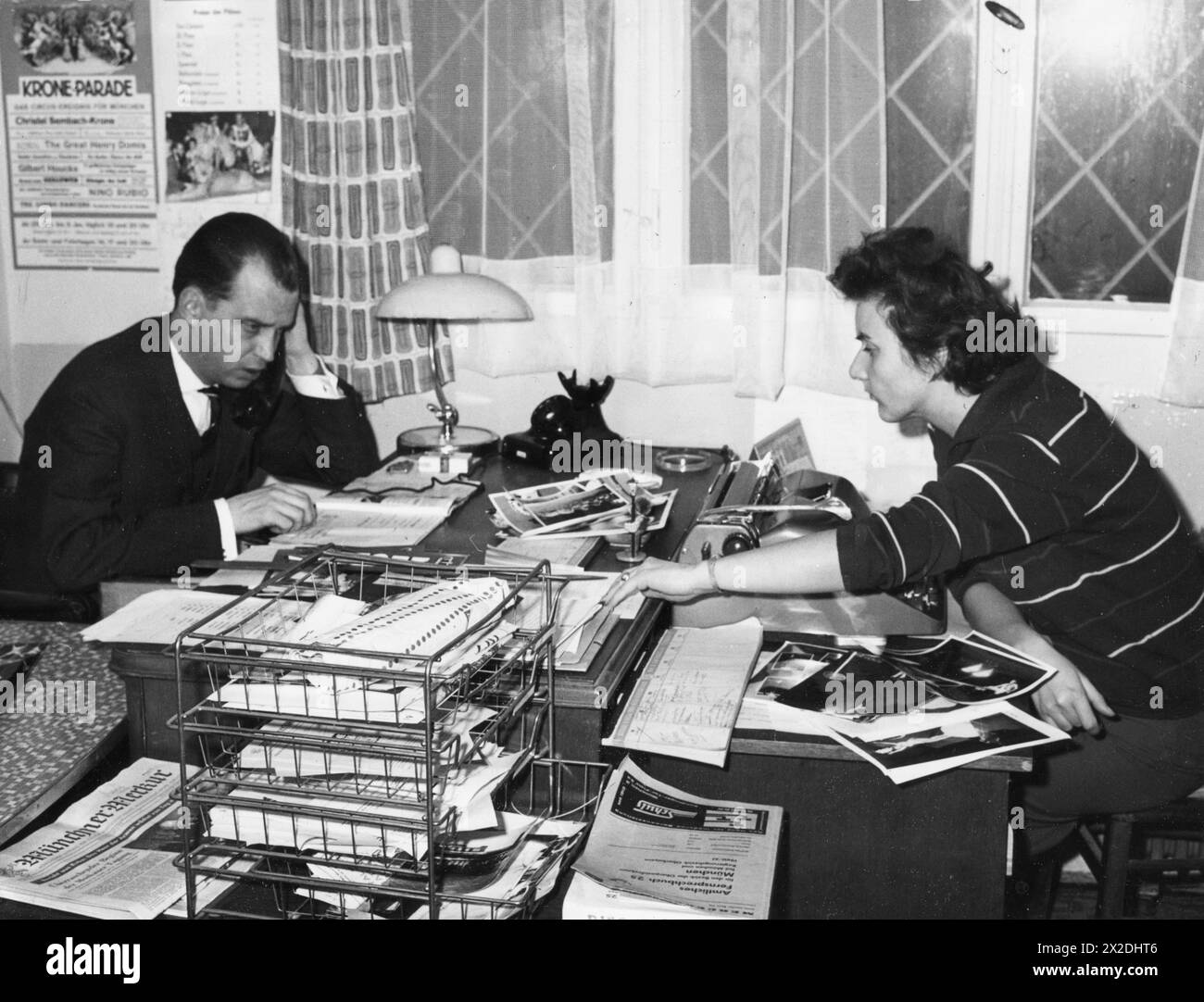 Schramer, Helmut, German newsman, press agent of the Circus Krone, 1950s, ADDITIONAL-RIGHTS-CLEARANCE-INFO-NOT-AVAILABLE Stock Photo