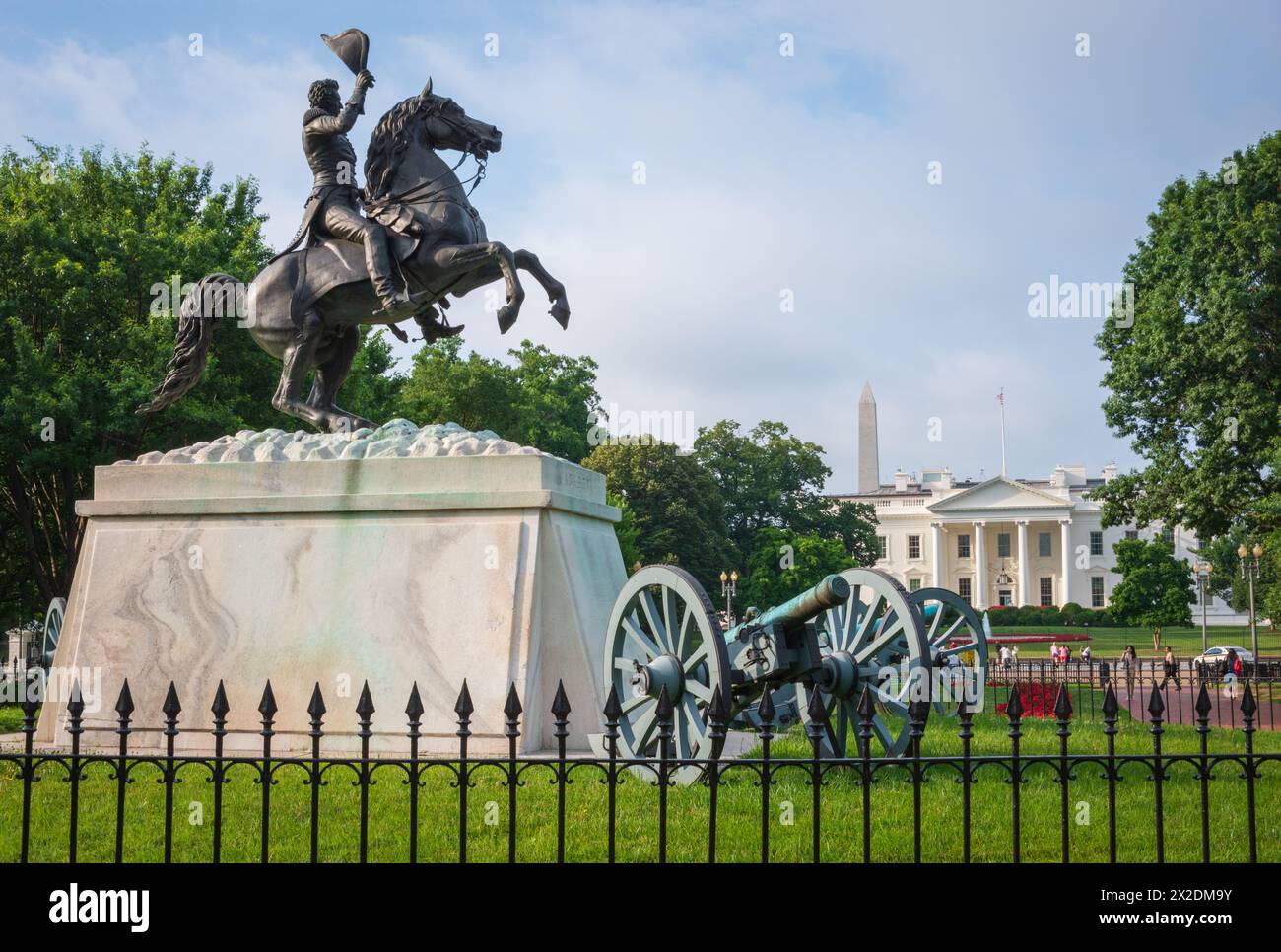 Clark Mills' equestrian statue of President Andrew Jackson in Lafayette Square, D.C. Stock Photo