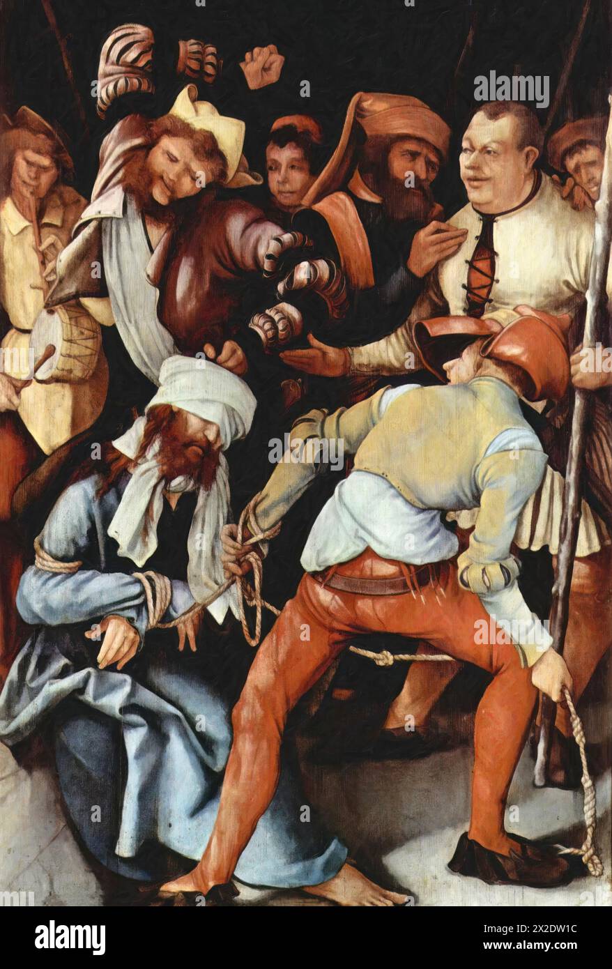 Mocking of Christ (Painting) by Artist Grunewald, Matthias (Mathis Nithart Gothart) (c.1480-1528) German. Stock Vector