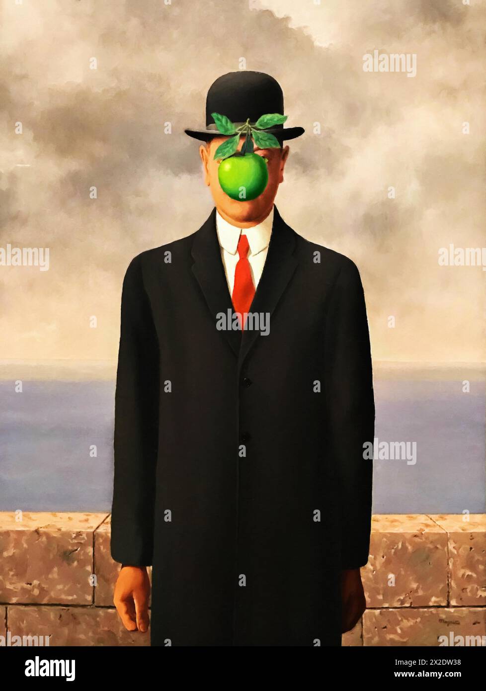 The Son of Man, 1964 (Painting) by Artist Magritte, Rene (1898-1967) Belgian. Stock Vector