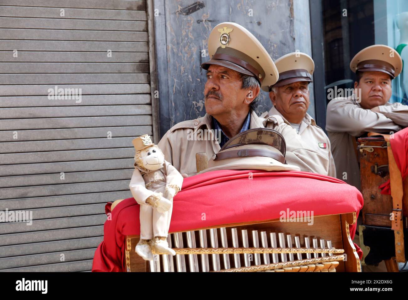 Mexico City, Mexico. 20th Apr, 2024. Organ grinders, part of popular culture in Mexico's capital play at the Mexico city downtown. April 20, 2024, Mexico City, Mexico, (Photo by Luis Barron/ Eyepix Group/Sipa USA) Credit: Sipa USA/Alamy Live News Stock Photo