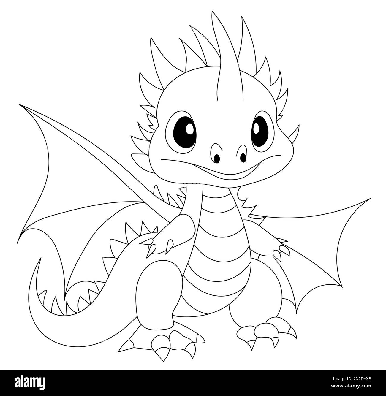Cheerful Little Dragon Coloring Page Is Perfect For Children'S ...