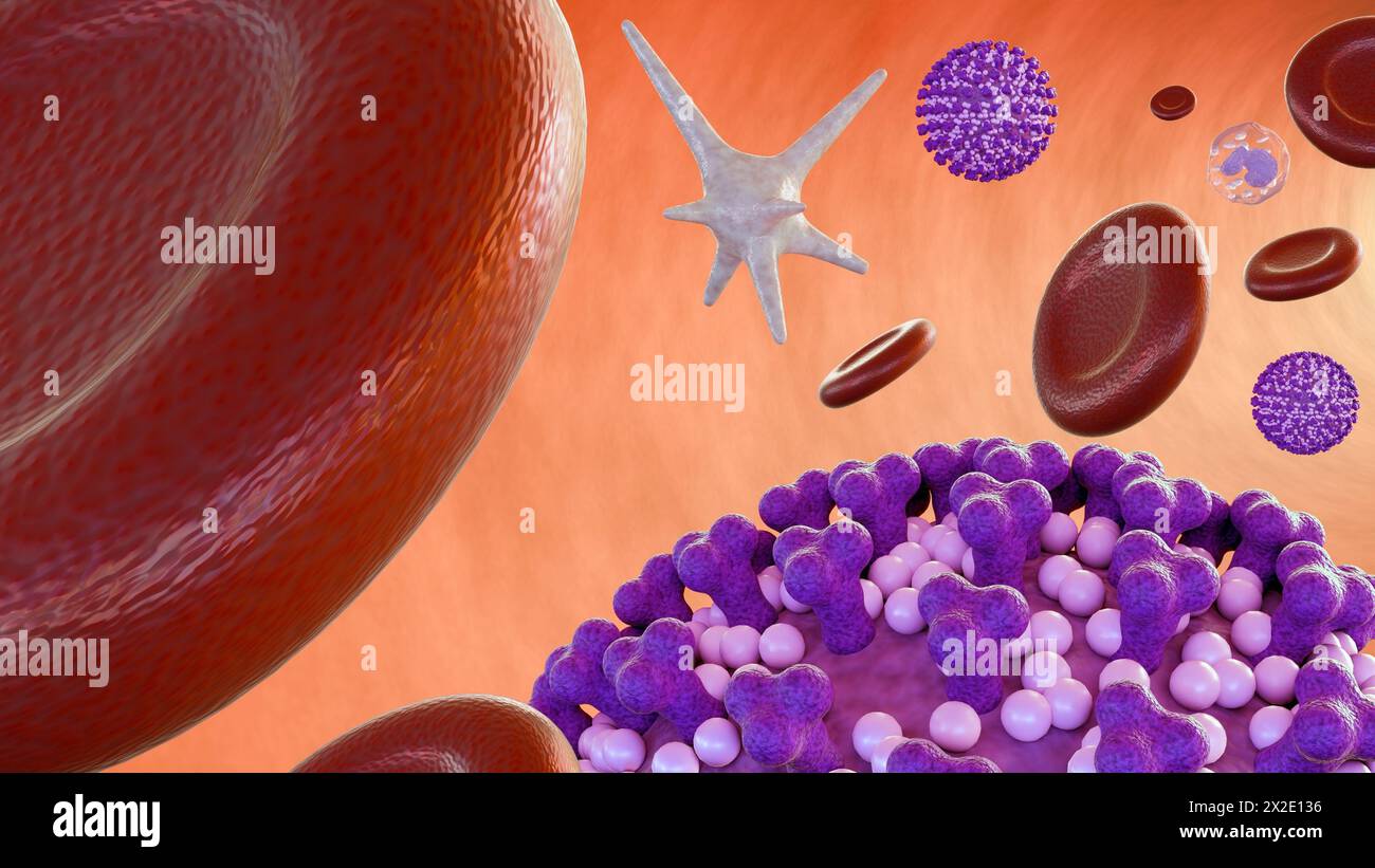 3d rendering of viremia, is a medical condition that occurs when viruses enter the bloodstream. Stock Photo