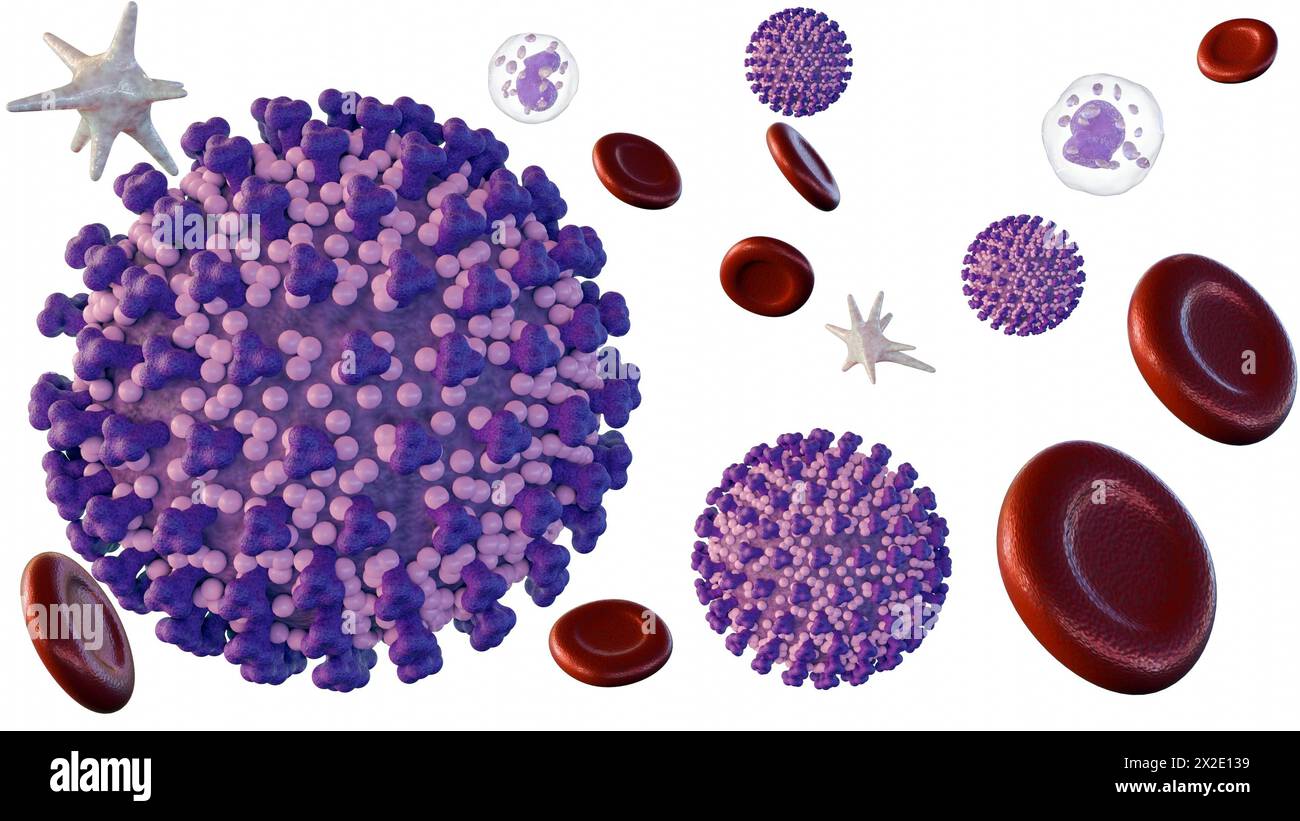 3d rendering of viremia, is a medical condition that occurs when viruses enter the bloodstream. Stock Photo