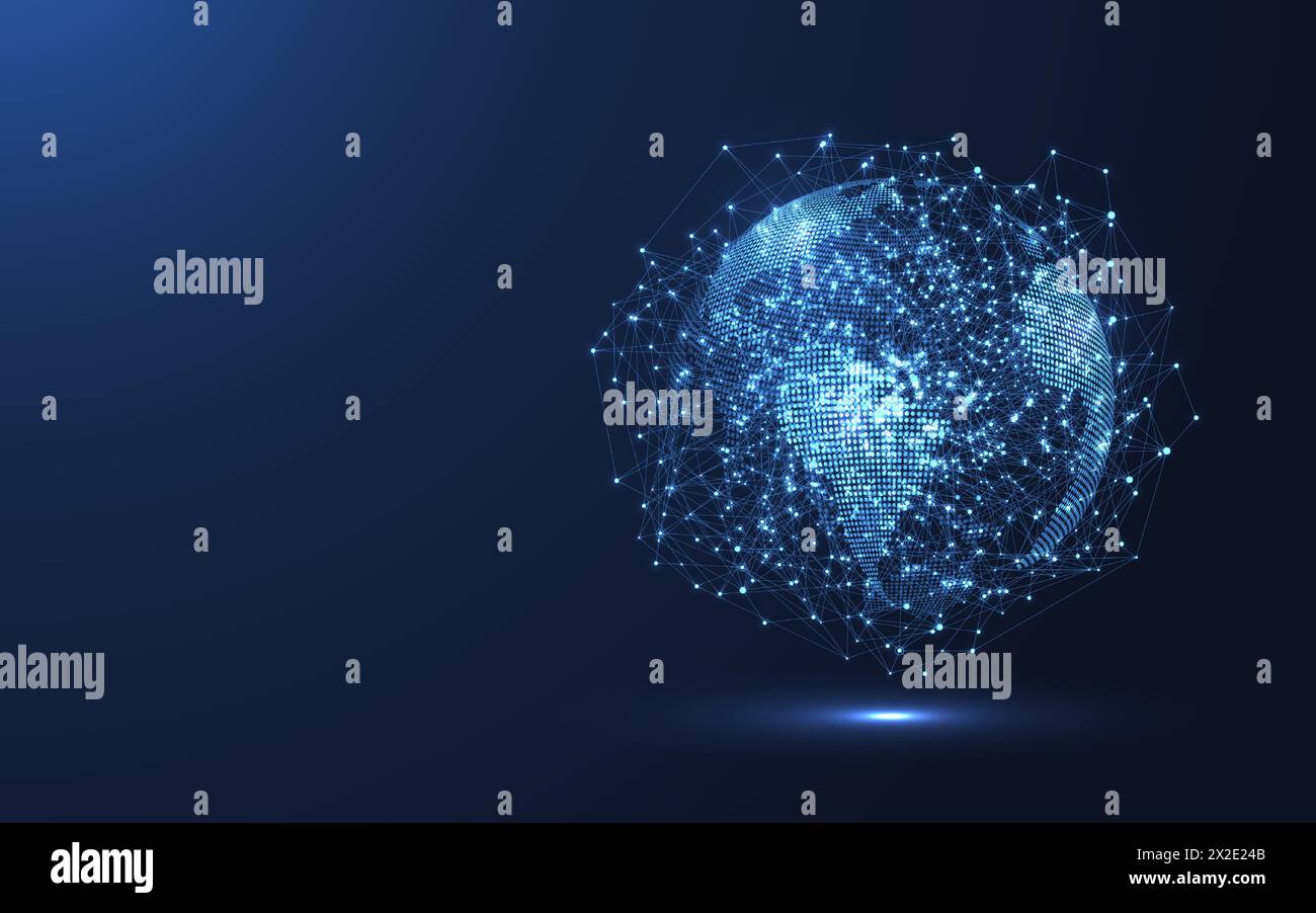 Basic Internet Visualisation Global network connection concept. Big data visualization. Social ...