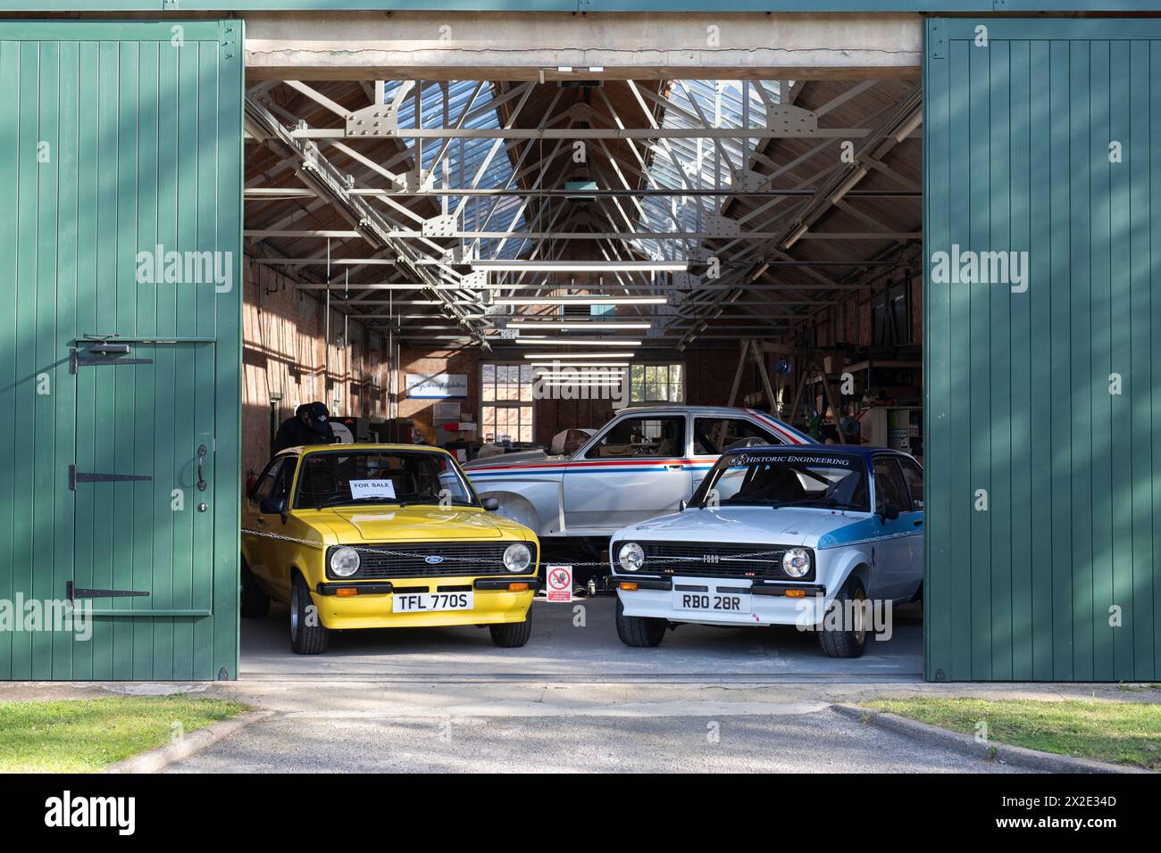 1970s Ford Escort cars at Bicester Heritage Centre Sunday Scramble. Bicester, Oxfordshire, England Stock Photo