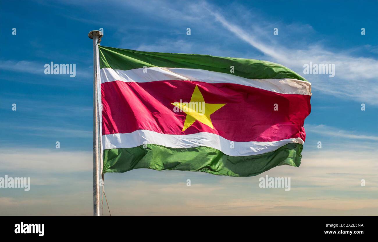 Flagge Surinam – 60 X 90 Cm, Polyester, Licht- & Wasserfest, Mit Metallösen