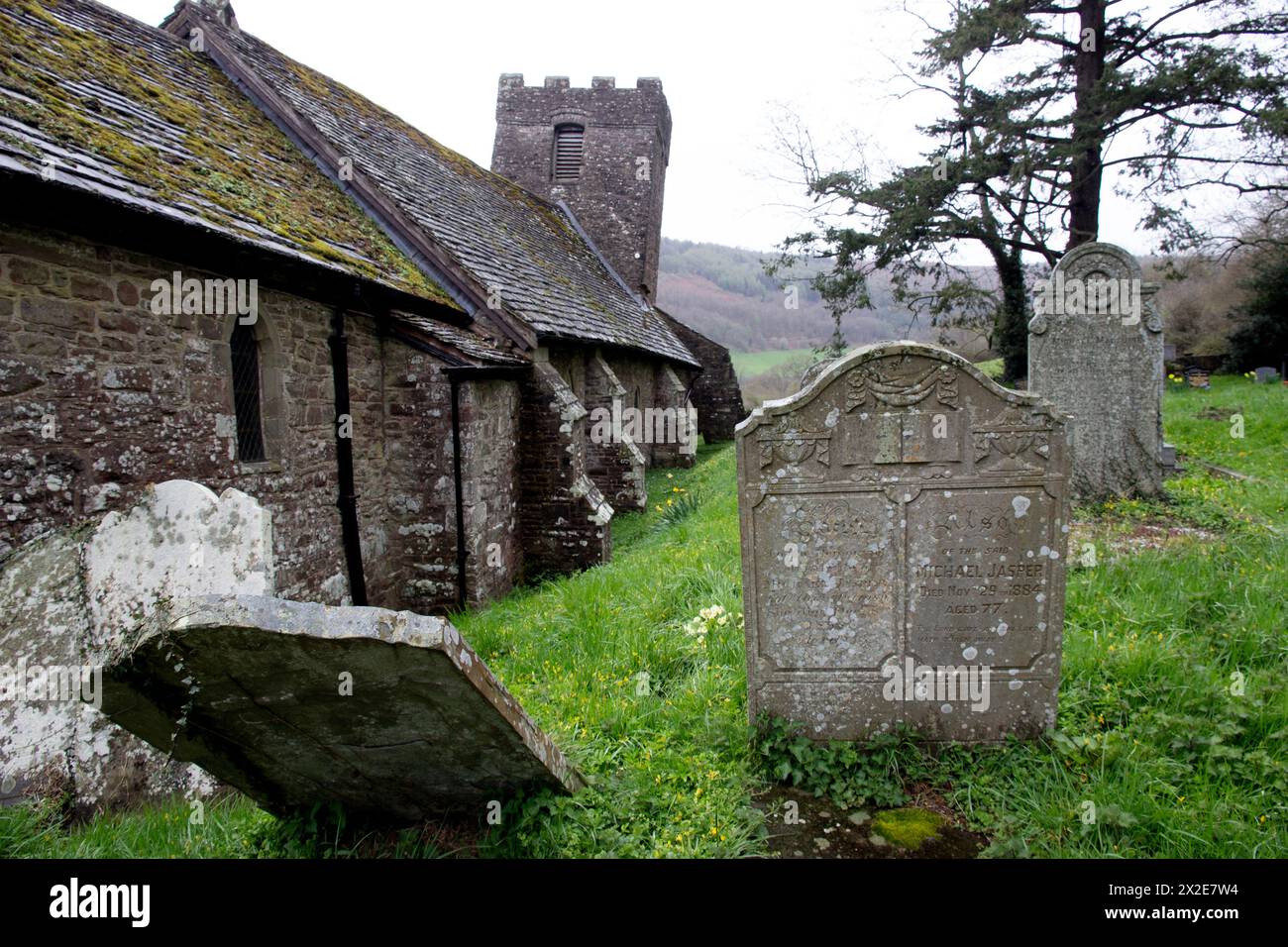 St Martin’s Church, Cwmyoy, Monmouthshire is a mainly C13th Grade I