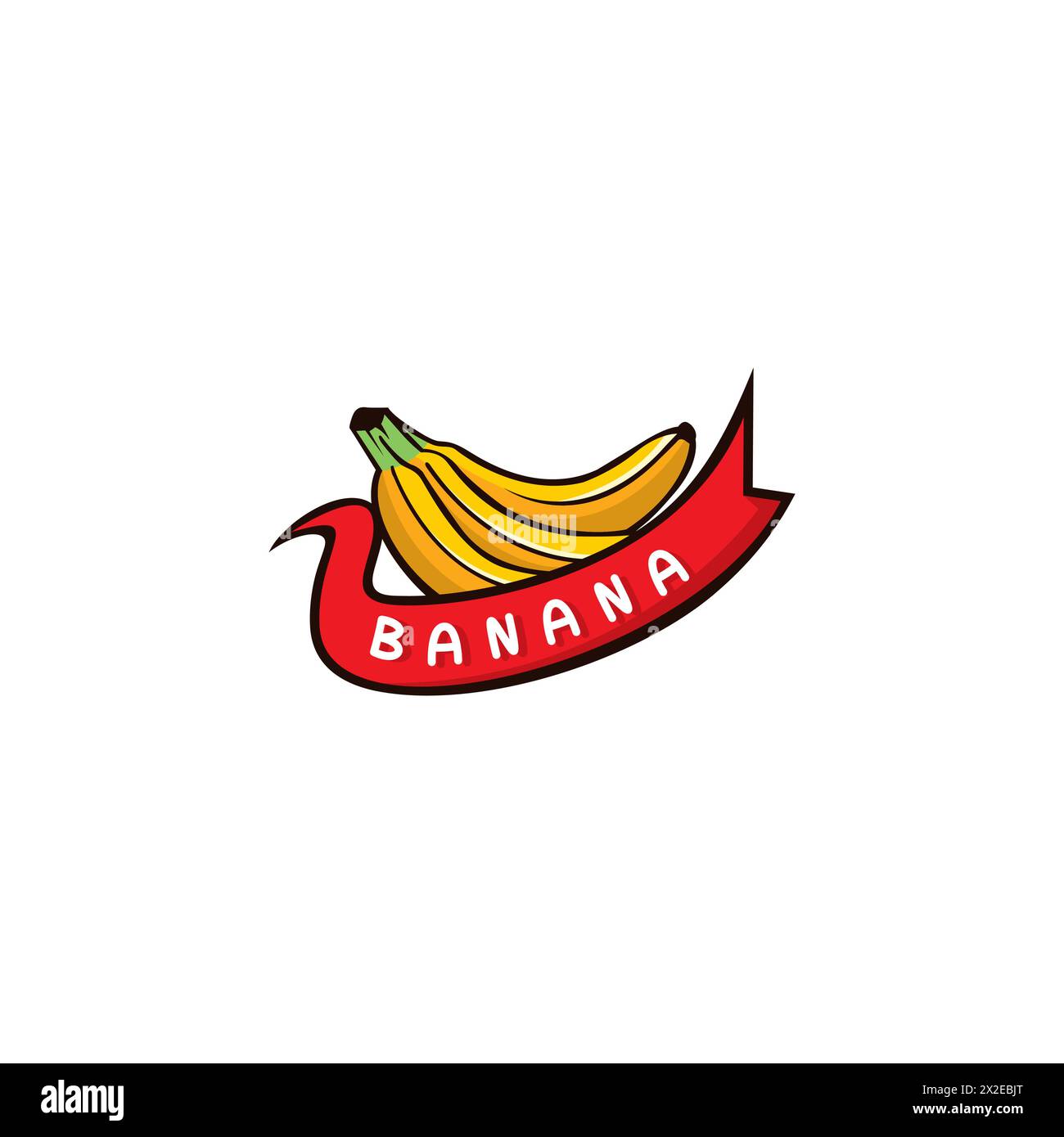 Banana Logo Icon With banner ribbon. Banna fruit icon Stock Vector