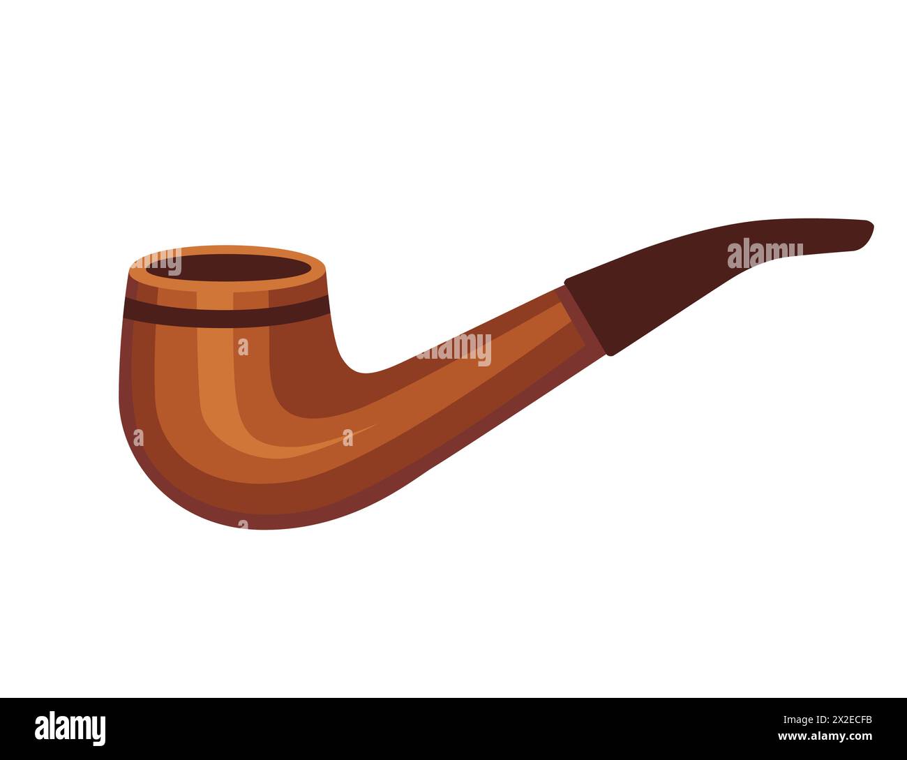 Wooden classic smoke pipe vector illustration isolated on white background Stock Vector