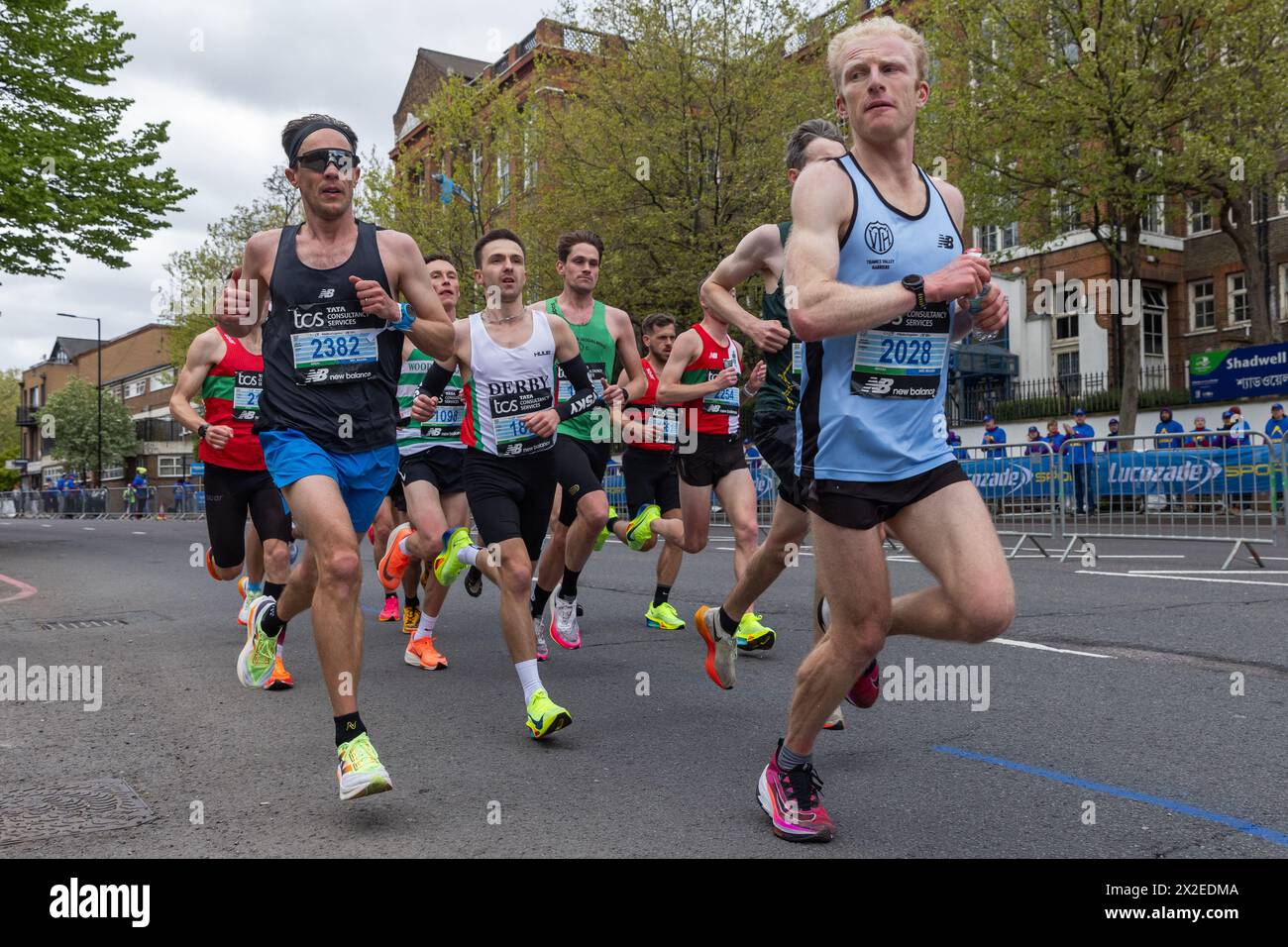 London, UK. 21st April, 2024. Runners compete in the London Marathon. The organisers anticipate that more than 50,000 people will complete the route this year, a record number of finishers. Credit: Mark Kerrison/Alamy Live News Stock Photo