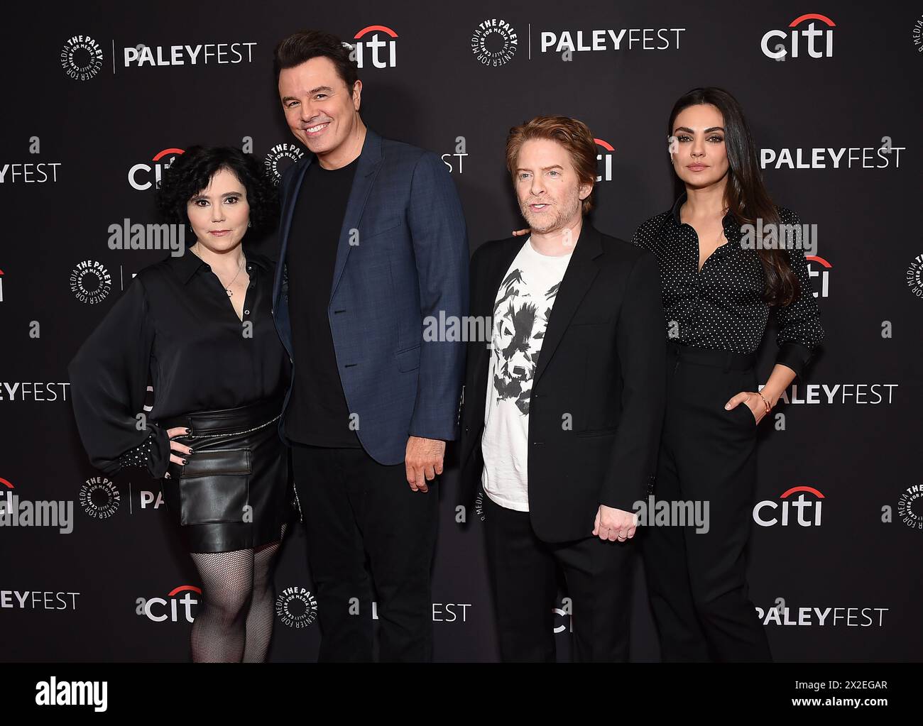 Hollywood, USA. 19th Apr, 2024. Alex Borstein, Seth MacFarlane, Seth Green and Mila Kunis arriving to the “Family Guy 25th Anniversary” event during PaleyFest 2024 at the Dolby Theatre on April 19, 2024 in Hollywood, Ca. © Lisa OConnor/AFF-USA.com Credit: AFF/Alamy Live News Stock Photo