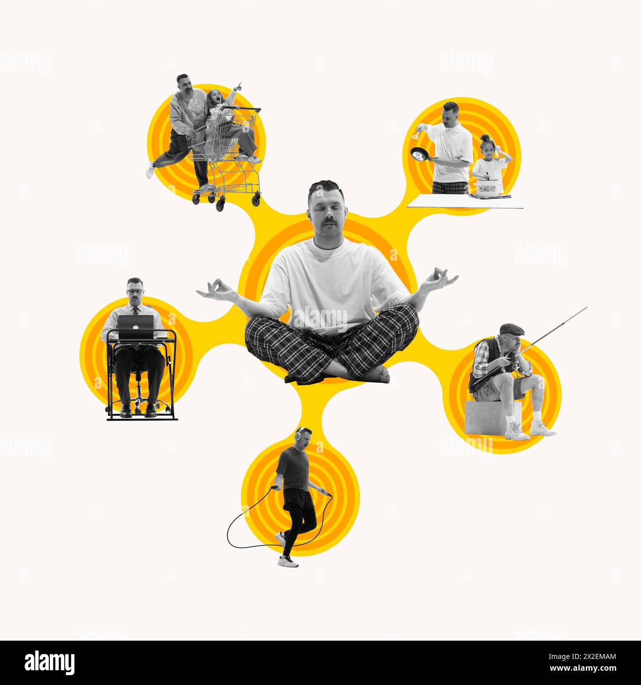 Multitasking Sports Conceptual illustration showing time management hi-res stock ...