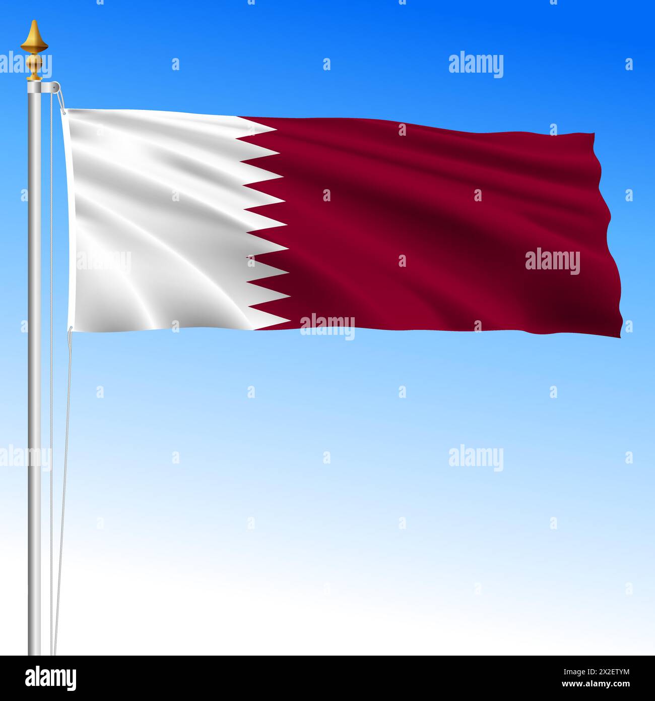 State of Qatar, official national waving flag, middle east, vector illustration Stock Vector