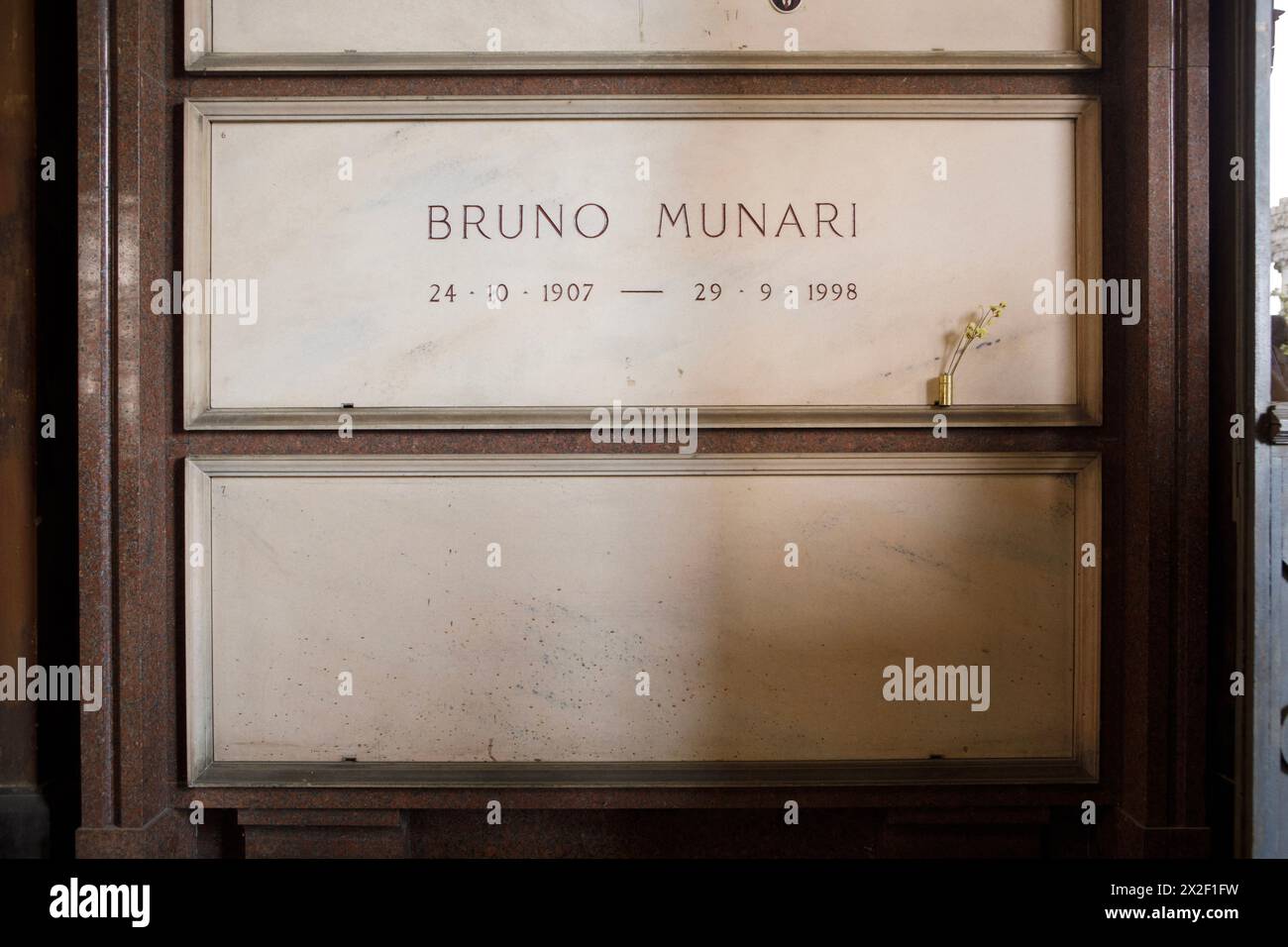 Milano, May 14, 2017. The grave of the Italian artist, designer and writer Bruno Munari (1907 - 1998) in the Famedio of the Monumental Cemetery of Milan. ©Isabella De Maddalena/opale.photo Stock Photo