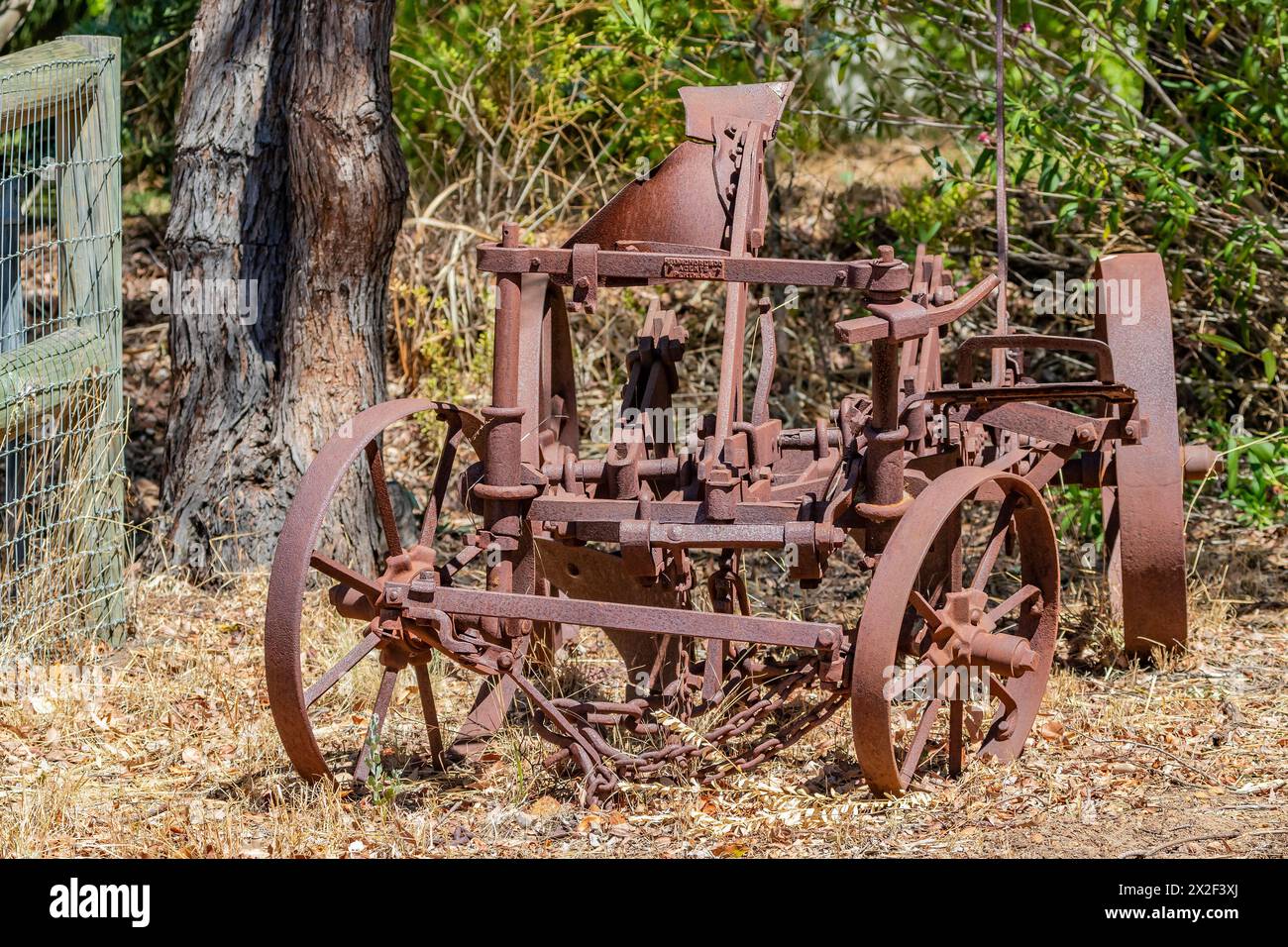 Old rusty farm machinery, Bickley, Perth Hills. Western Australia Stock Photo