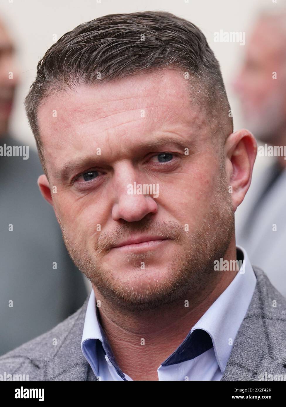 Tommy Robinson, real name Stephen Yaxley Lennon outside Westminster
