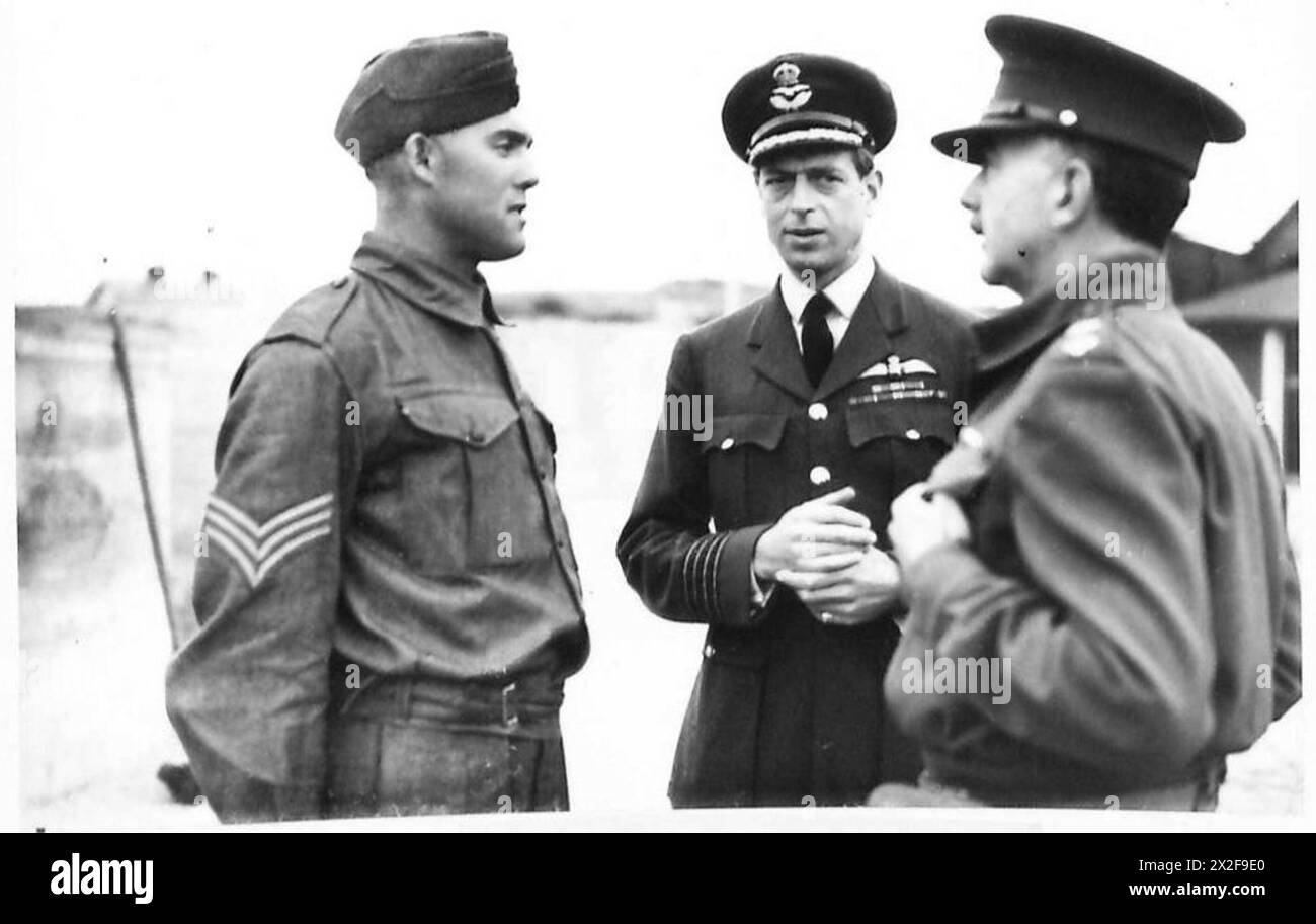 DUKE OF KENT IN NORTHERN COMMAND - Sgt. La Tissier of 139 Company A.M.P.C. whose home is in the Channel Islands with His Royal Highness British Army Stock Photo