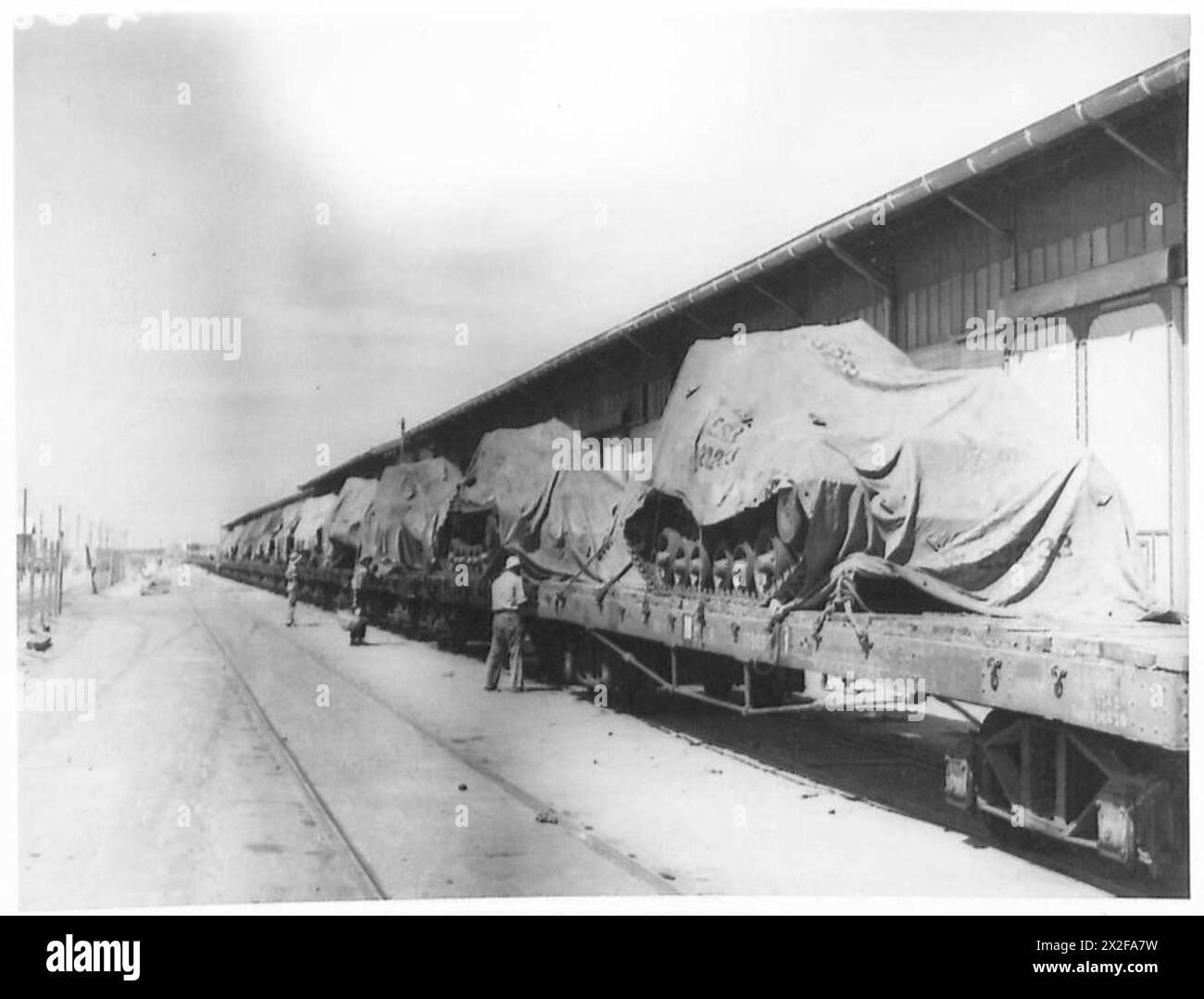 NEW EQUIPMENT ARRIVES IN EGYPT - A train of tanks awaiting the signal ...