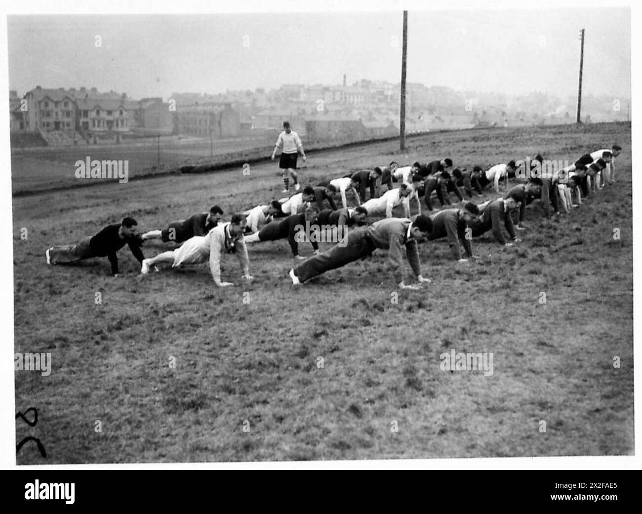 BRITISH FORCES IN NORTHERN IRELAND - Men of a battalion of the North Irish Horse undergoing physical training at Ramore Head, Portrush British Army Stock Photo