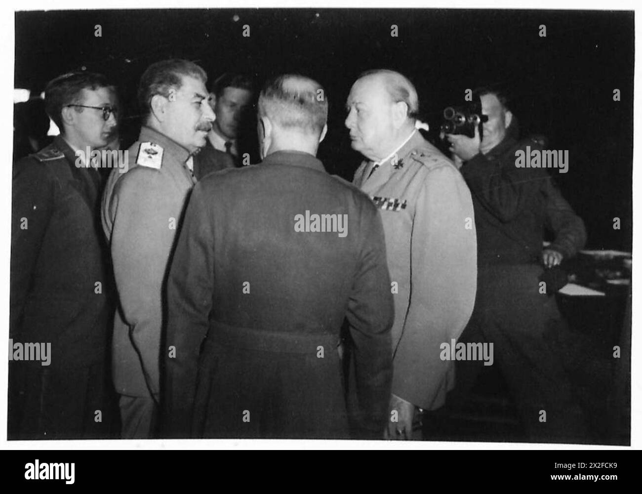 BIG THREE CONFERENCE - Mr. Churchill and Marshal Stalin seen in the conference room British Army, 21st Army Group Stock Photo